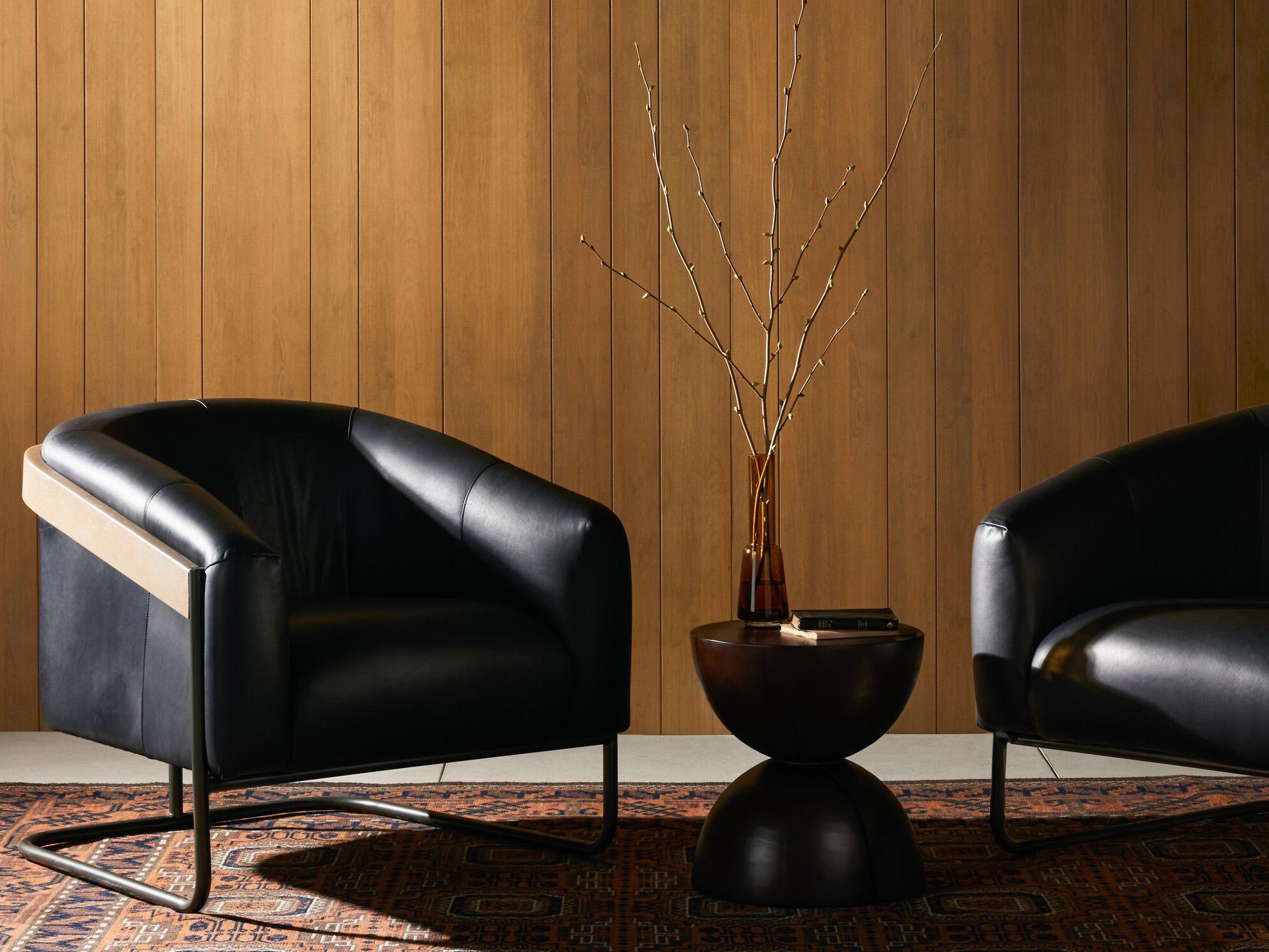 Four Hands Belfast Etta Heirloom Black Leather Accent Chair