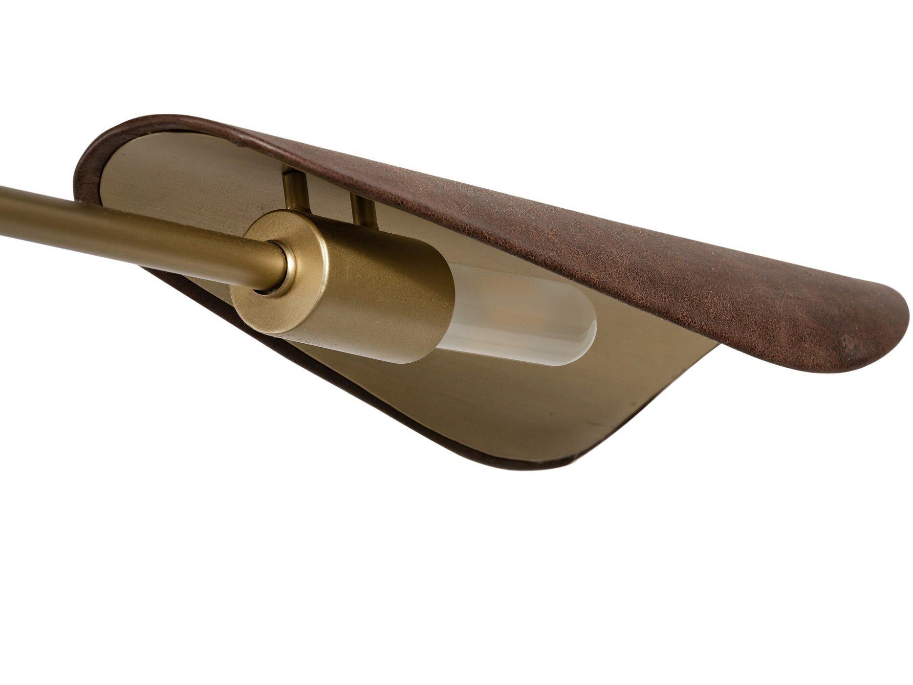 Luxecor Globetrotter 3-Light Dark Brown Leather Antique Brass LED Linear Chandelier