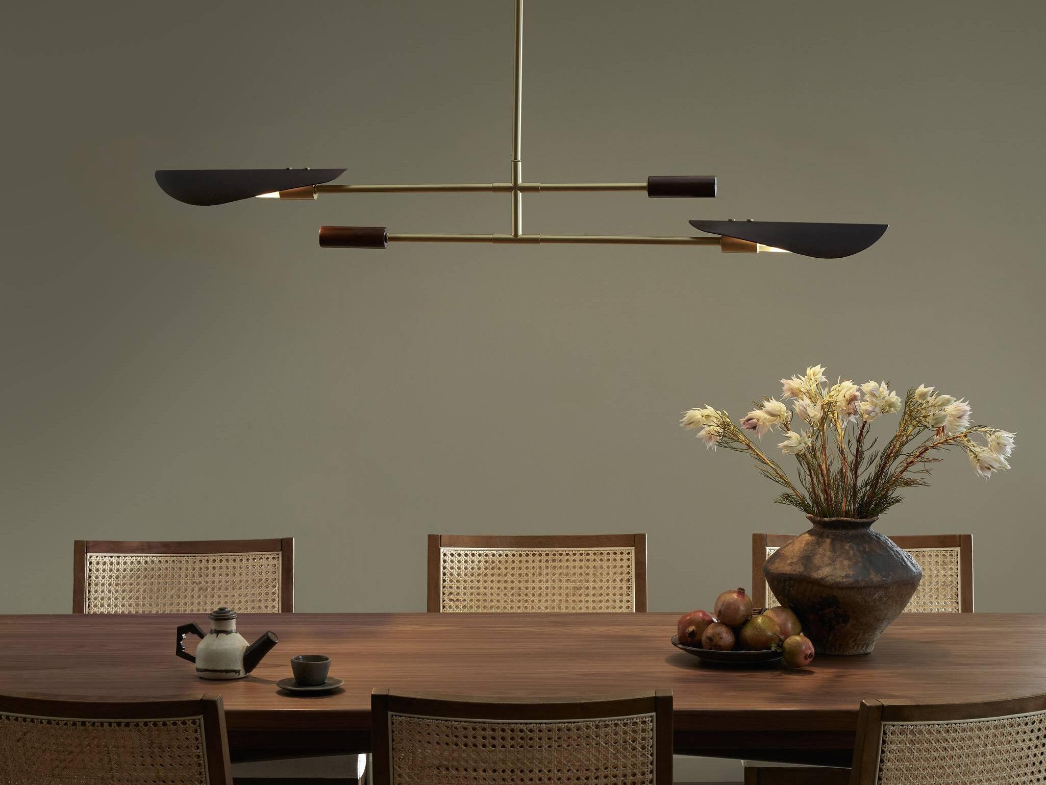 Four Hands Stockton 2-Light Brass LED Linear Island Pendant