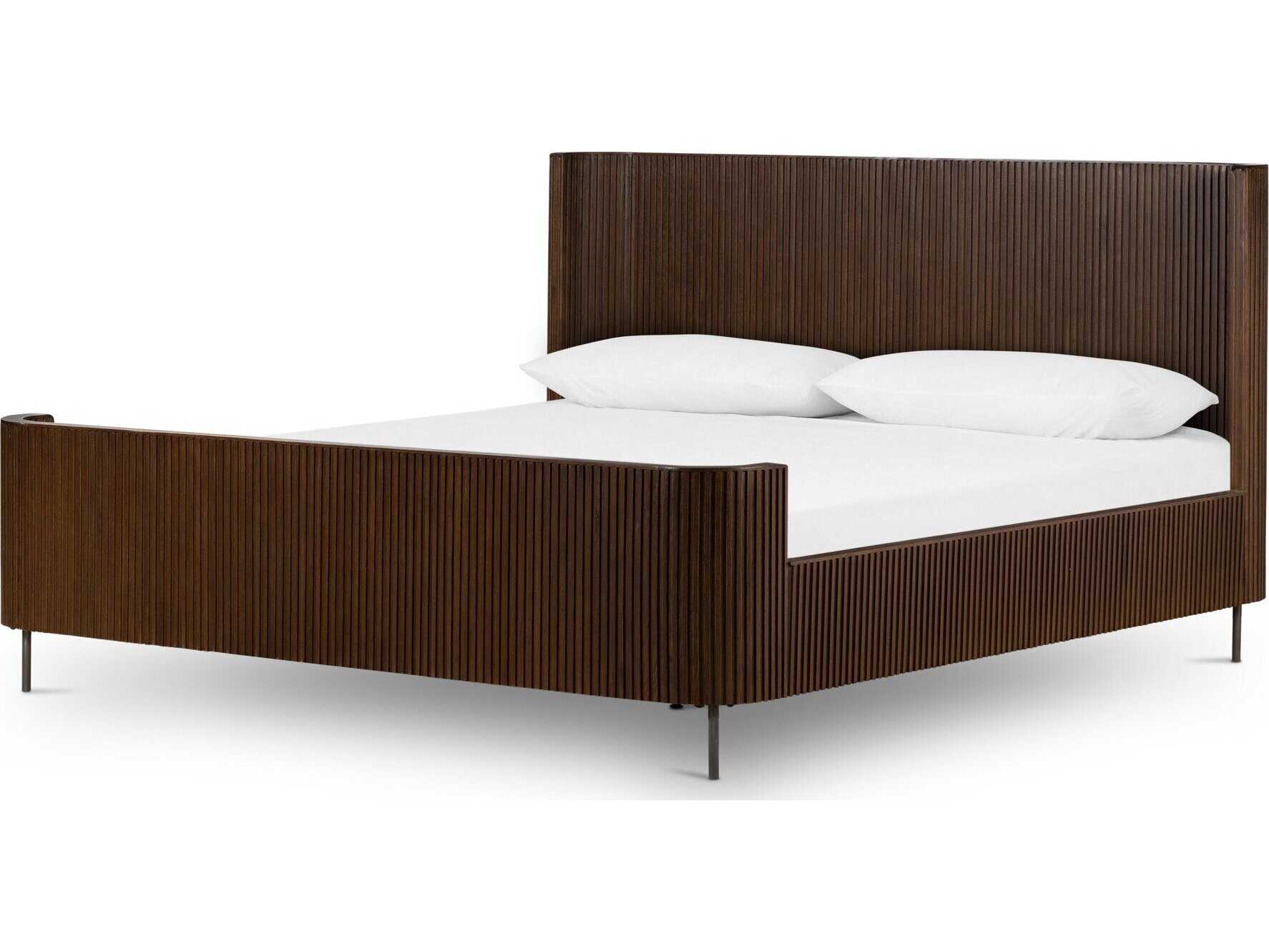 Four Hands Collins Fletcher Brown Oak Wood King Panel Bed