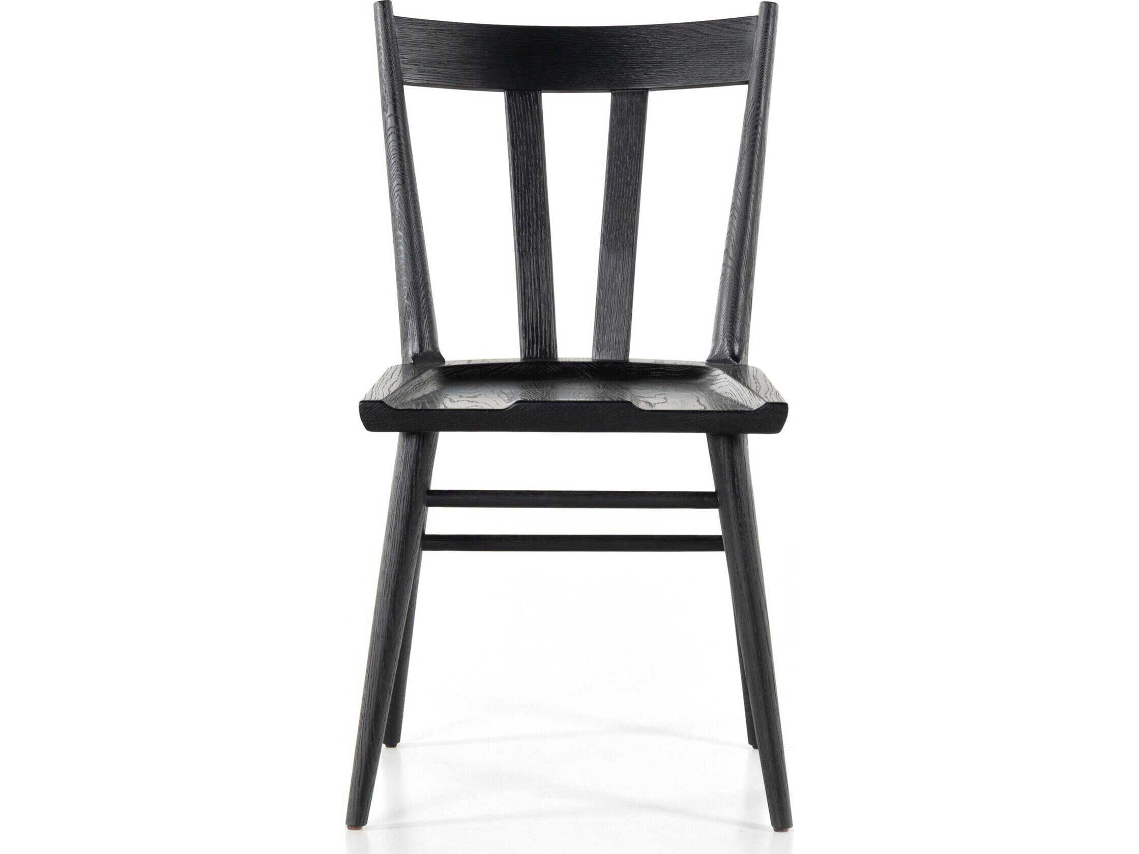 Four Hands Belfast Gregory Oak Wood Black Side Dining Chair