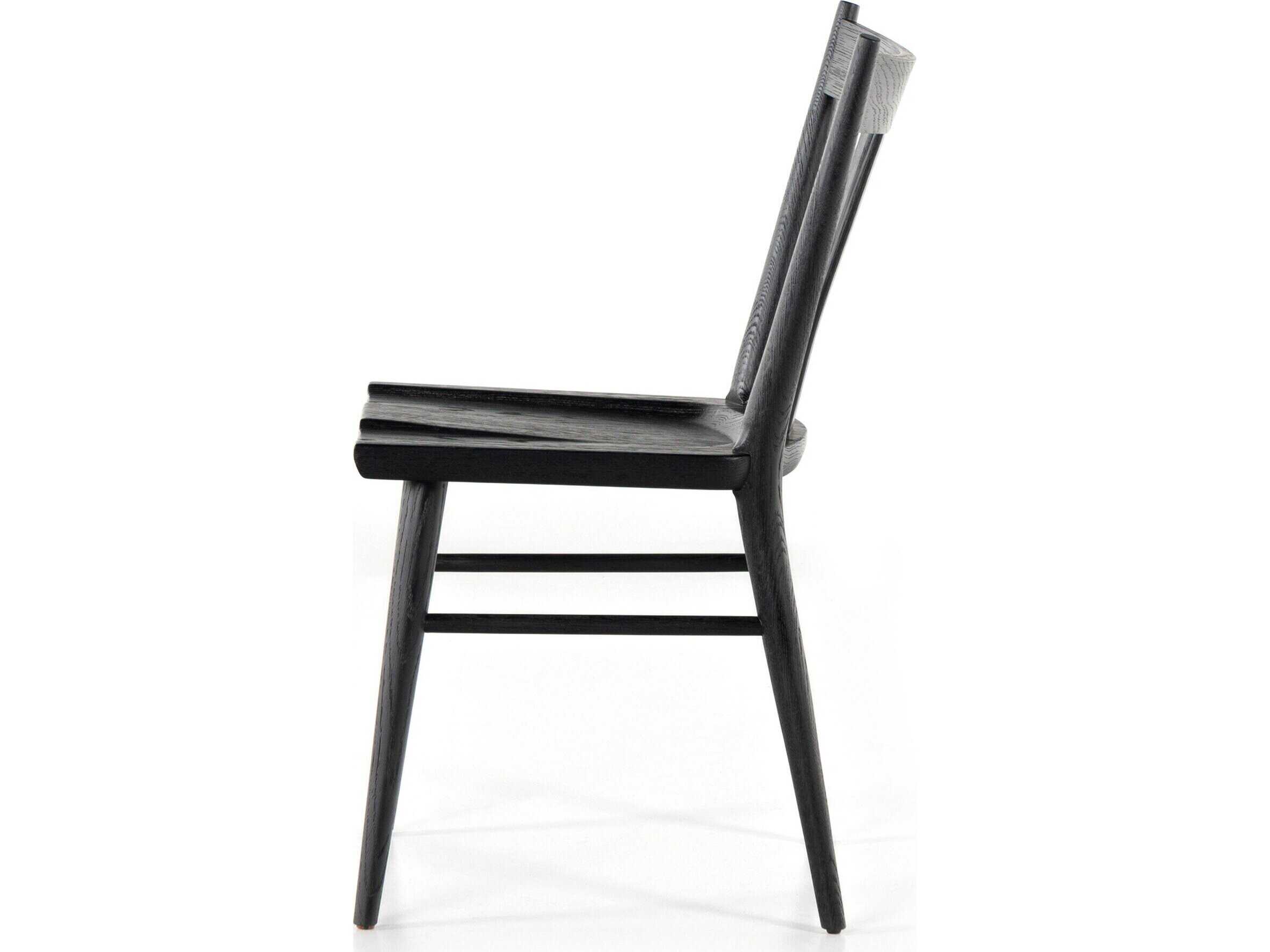 Four Hands Belfast Gregory Oak Wood Black Side Dining Chair