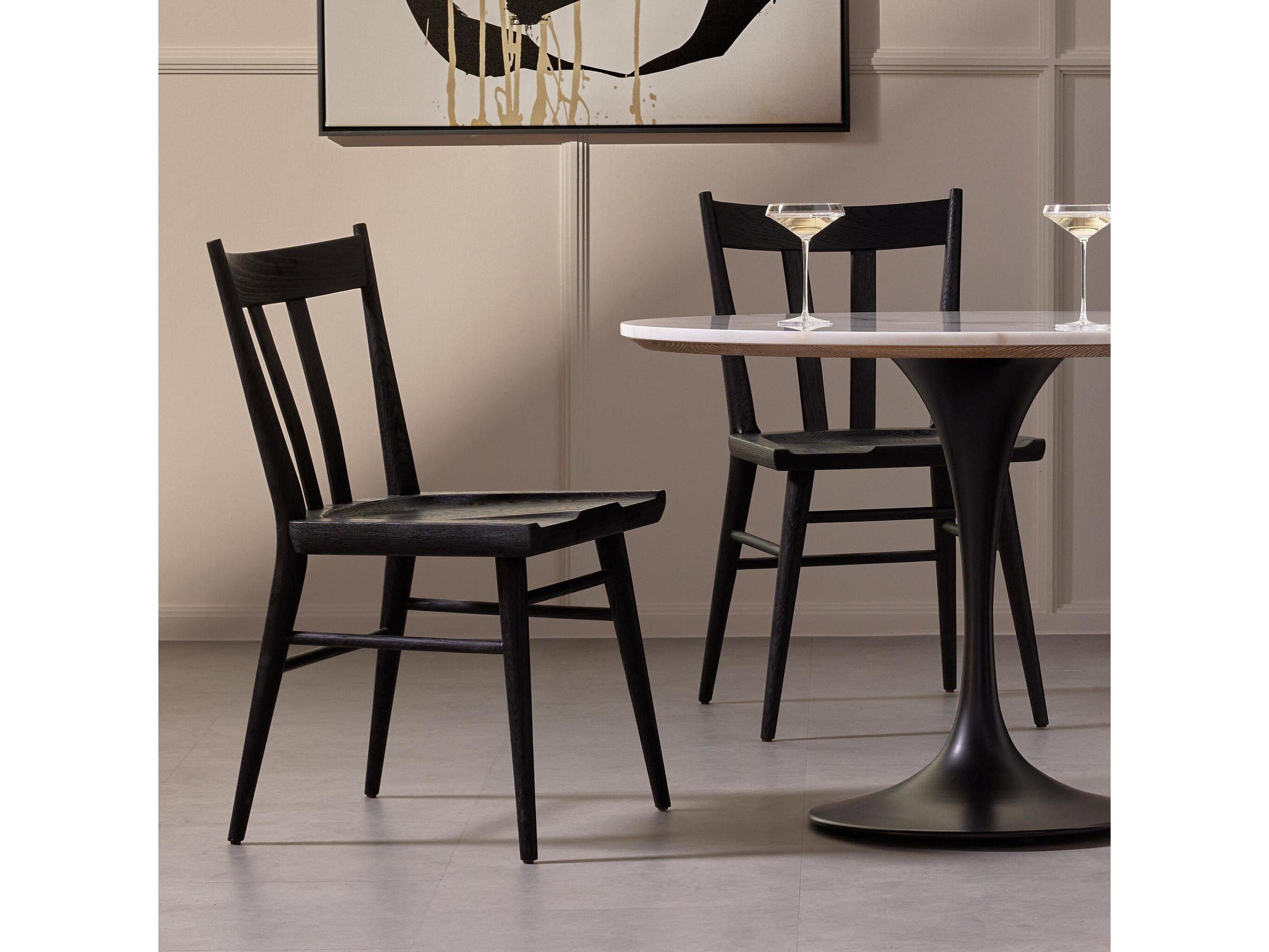 Four Hands Belfast Gregory Oak Wood Black Side Dining Chair