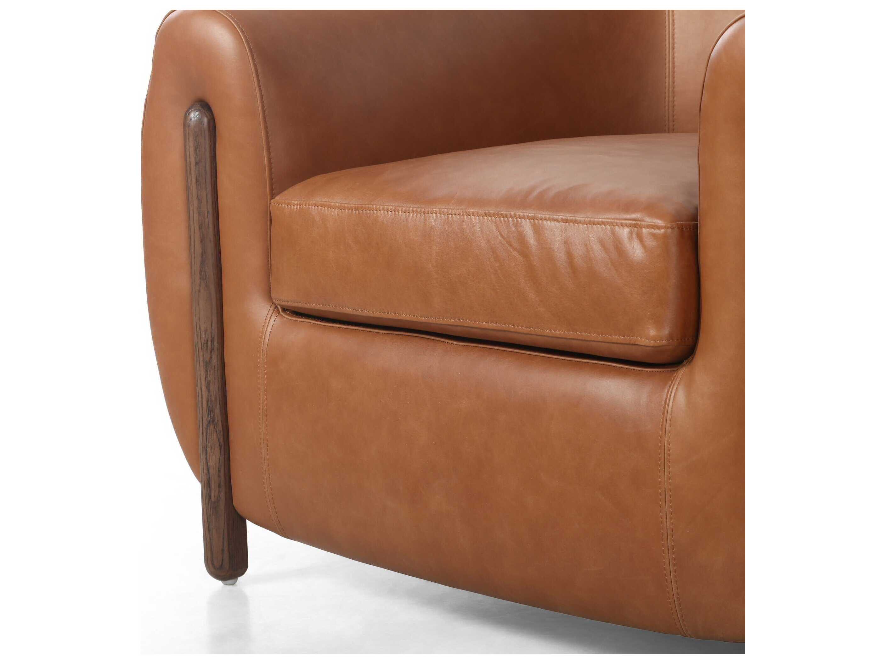 Four Hands Caswell Lyla Valencia Camel Leather Accent Chair