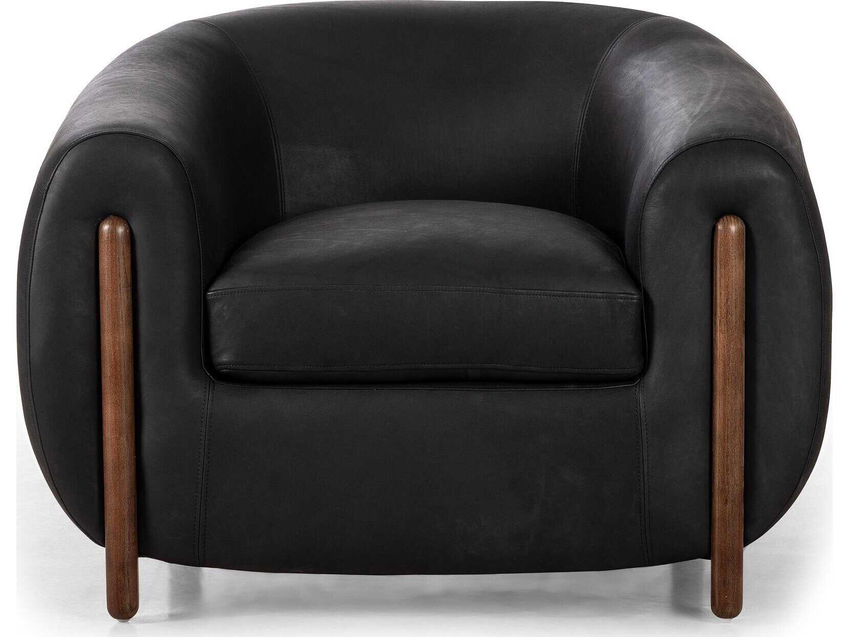 Four Hands Caswell Lyla Black Leather Accent Chair
