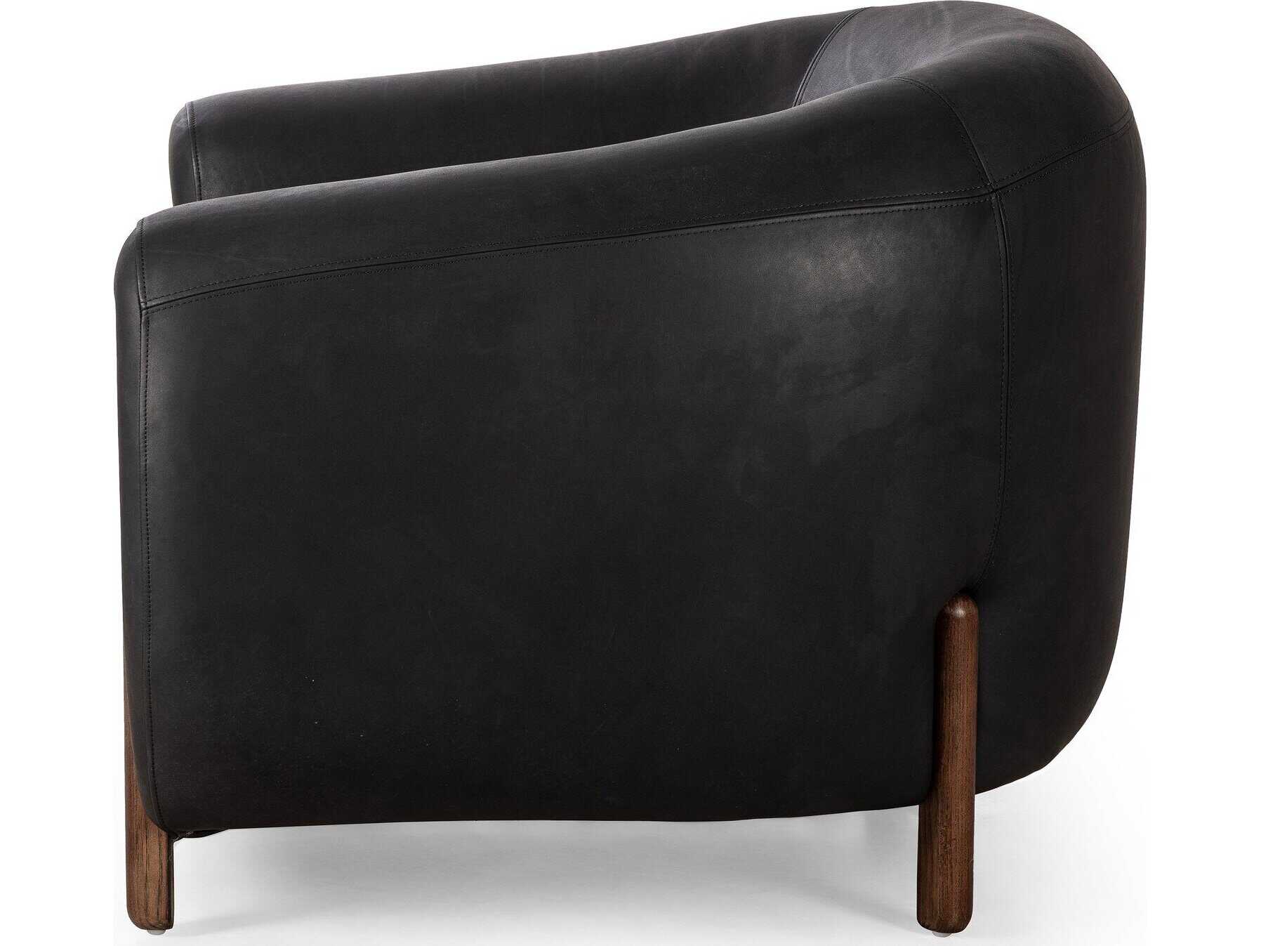Four Hands Caswell Lyla Black Leather Accent Chair