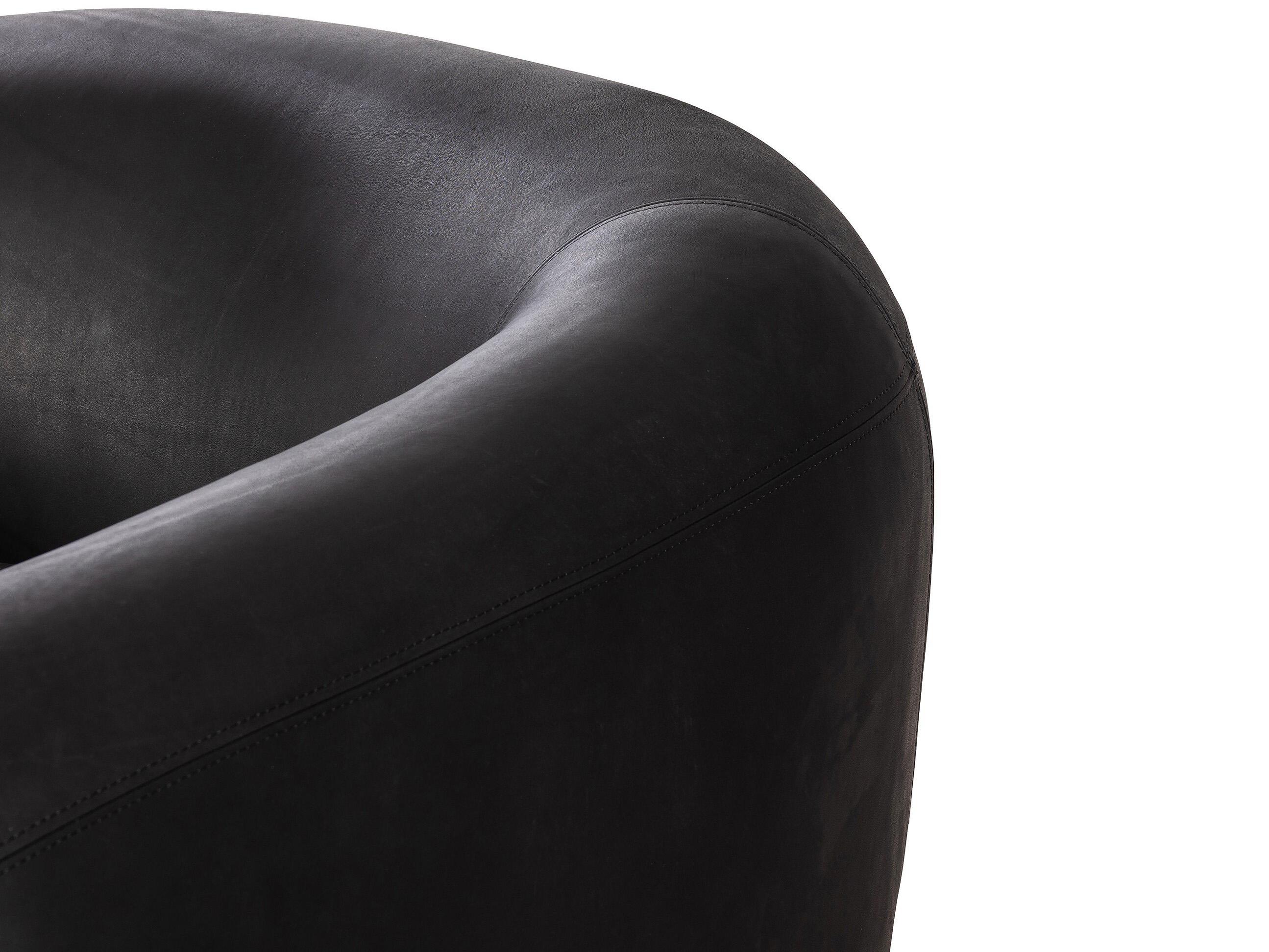 Four Hands Caswell Lyla Black Leather Accent Chair