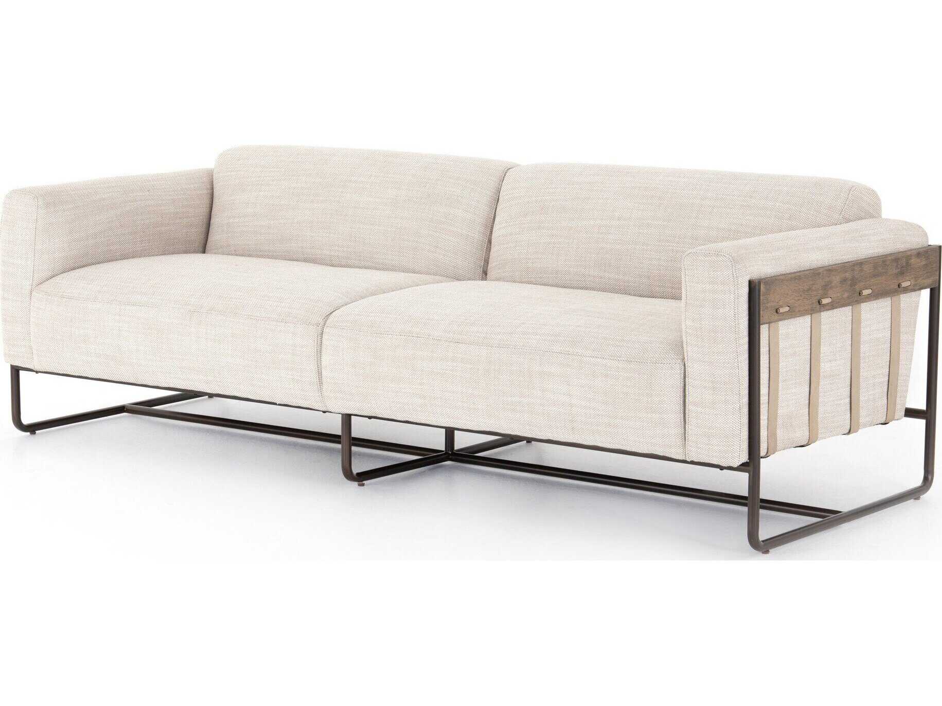 Four Hands Westgate Ella Gable Taupe Bronze Gunmetal Umber Natural Lamont Beige Upholstered Sofa