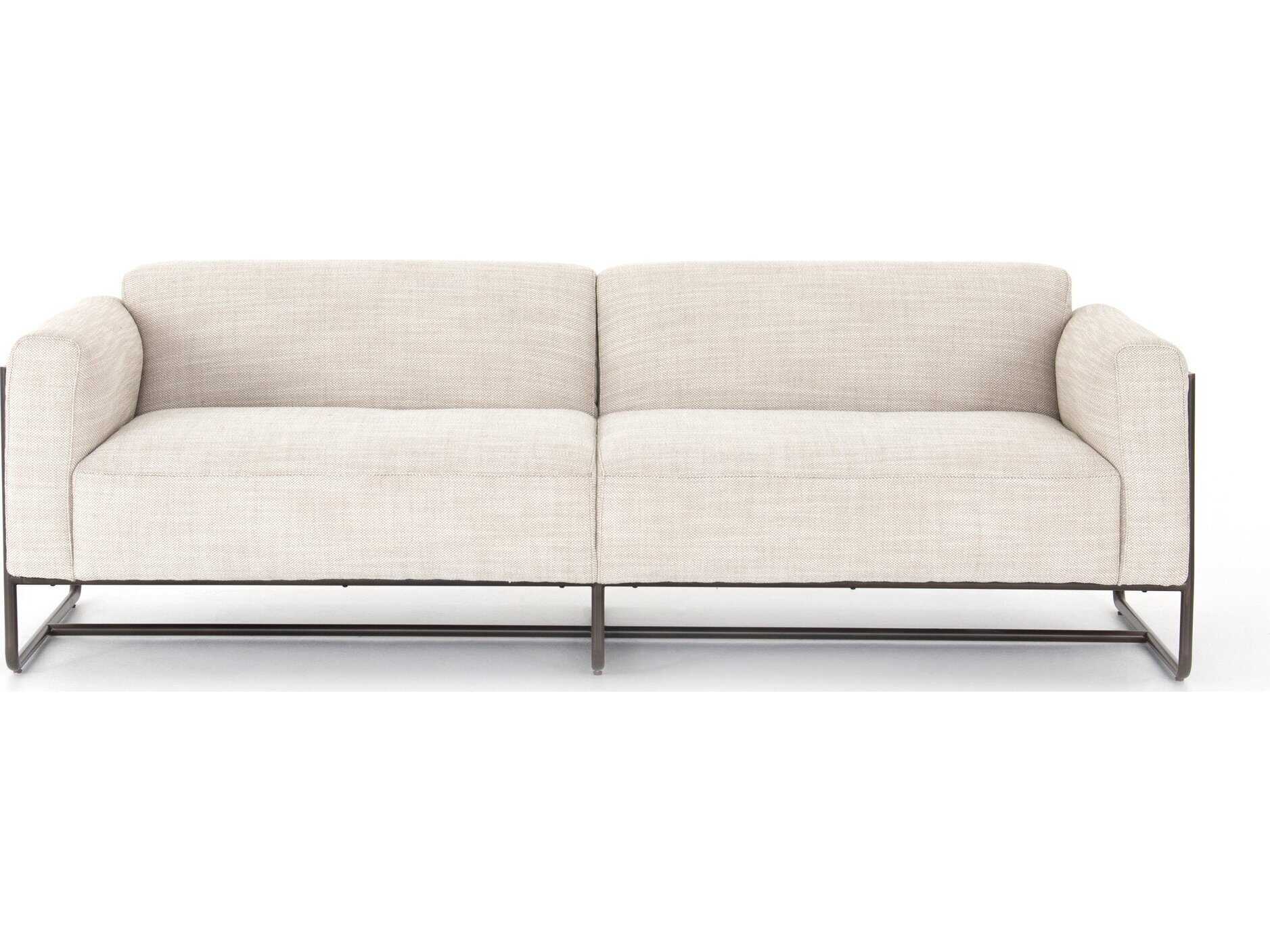 Four Hands Westgate Ella Gable Taupe Bronze Gunmetal Umber Natural Lamont Beige Upholstered Sofa