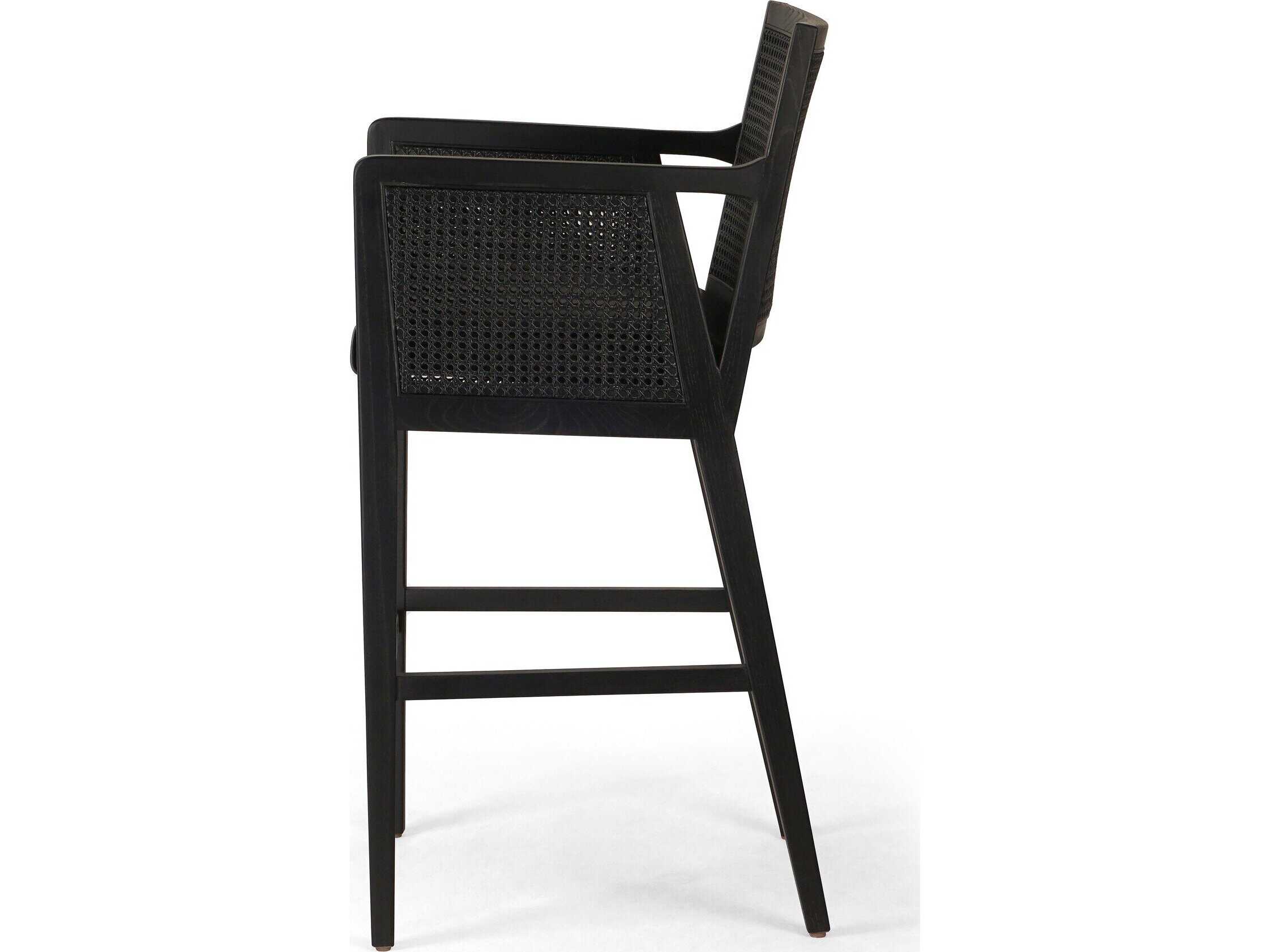Four Hands Keston Antonia Sonoma Black Leather Bar Stool