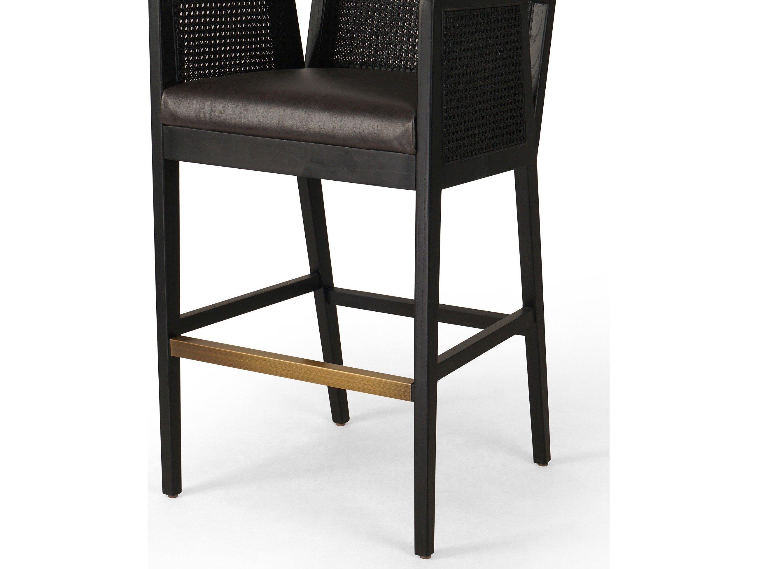 Four Hands Keston Antonia Sonoma Black Leather Bar Stool