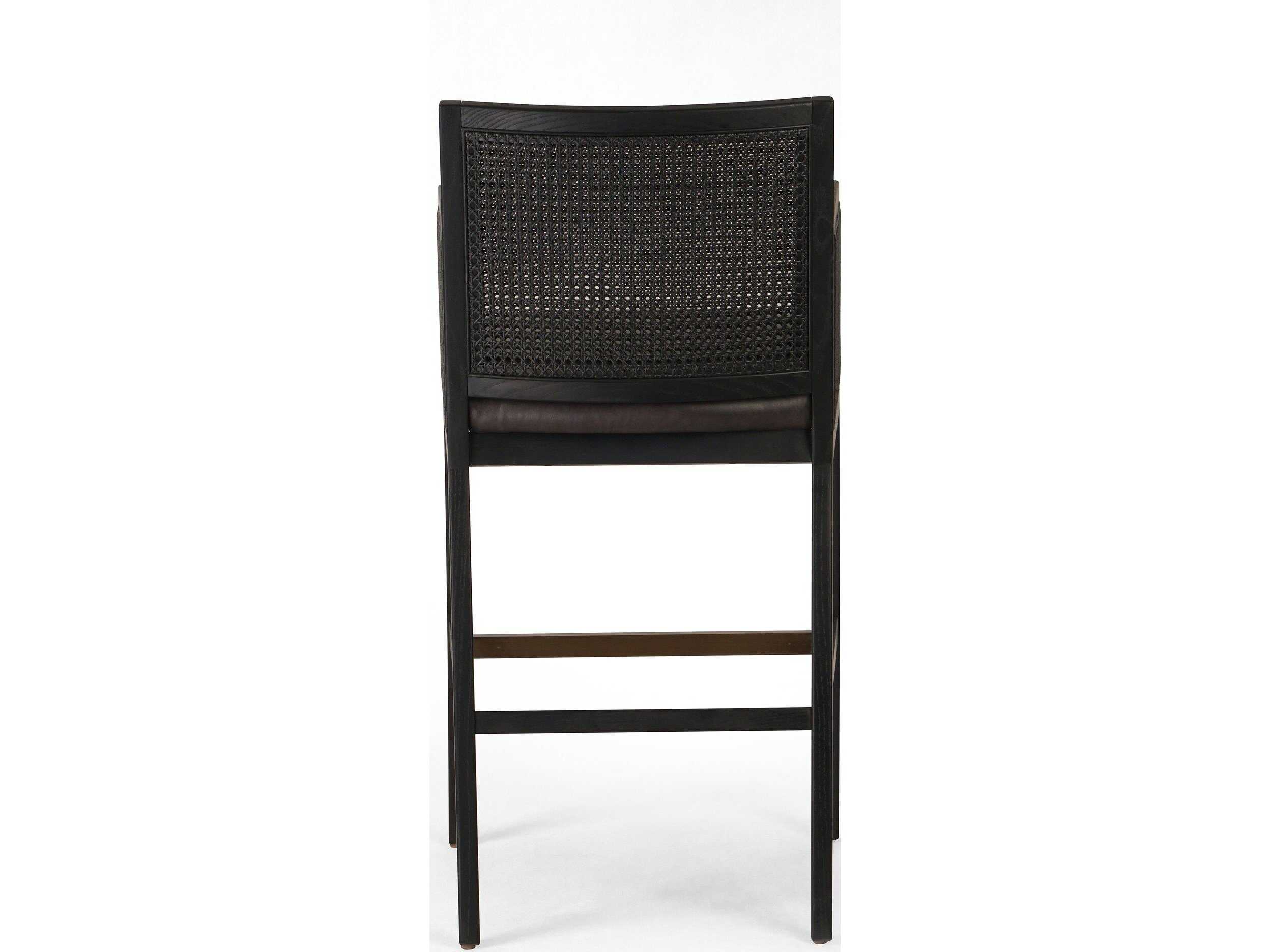 Four Hands Keston Antonia Sonoma Black Leather Bar Stool