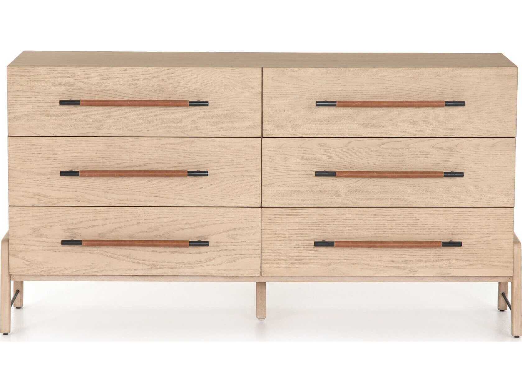 Four Hands Filmore Rosedale 6-Drawers Brown Oak Wood Double Dresser