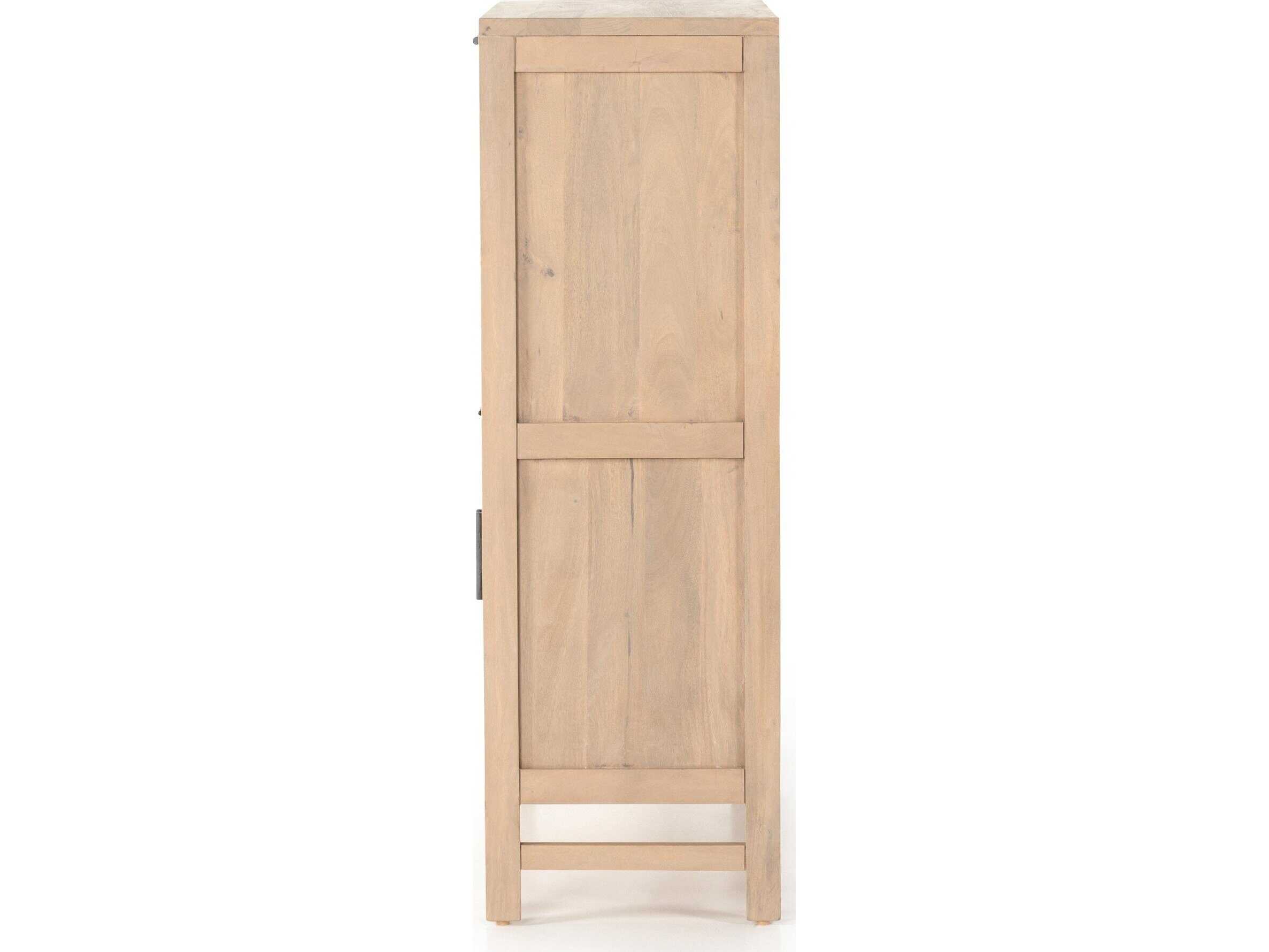 Four Hands Leighton Mango Wood Gunmetal Natural Cane Bar Cabinet