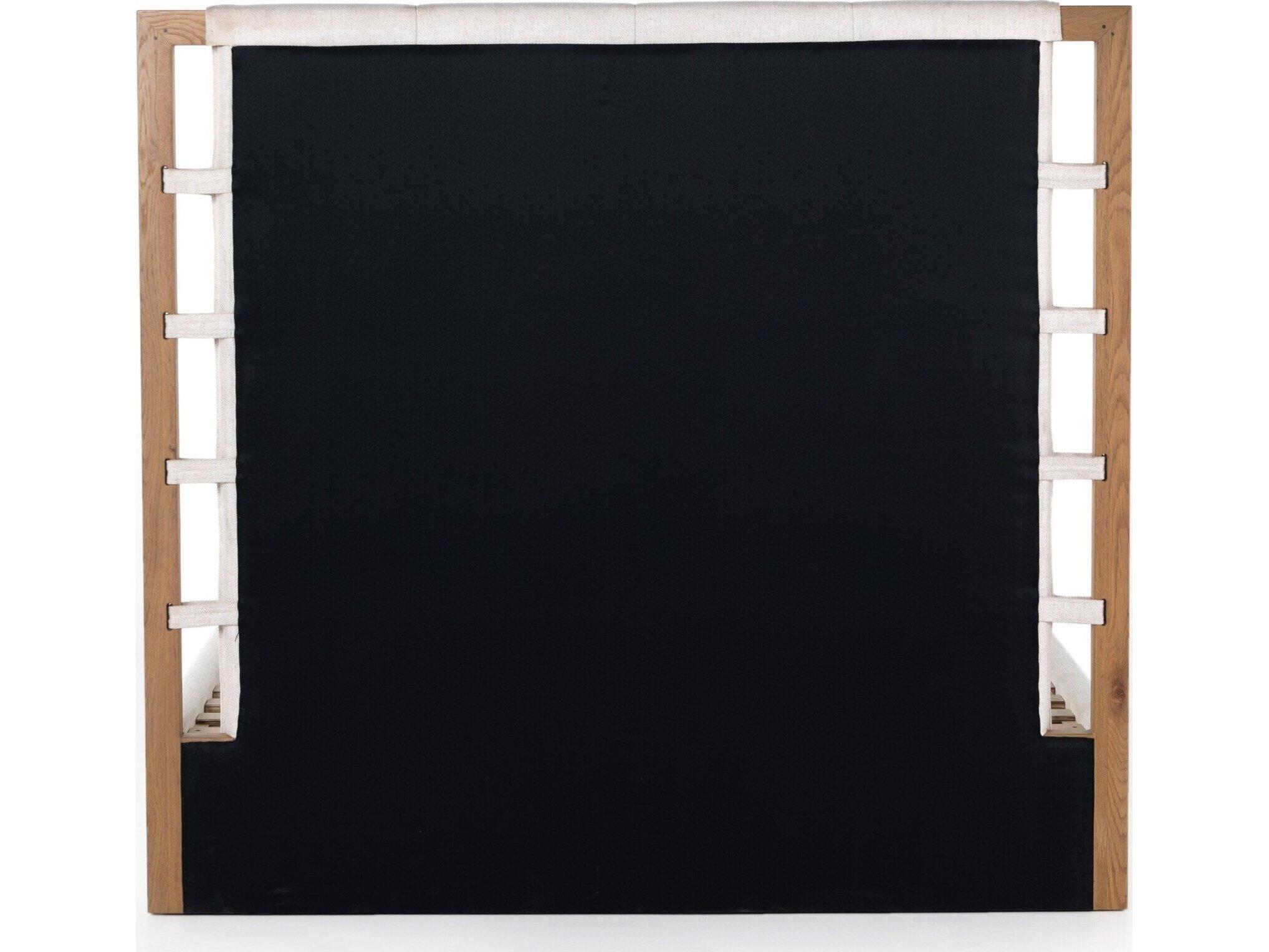 Four Hands Berman Barnett Burnished Oak Dover Crescent White Wood Upholstered Queen Platform Bed