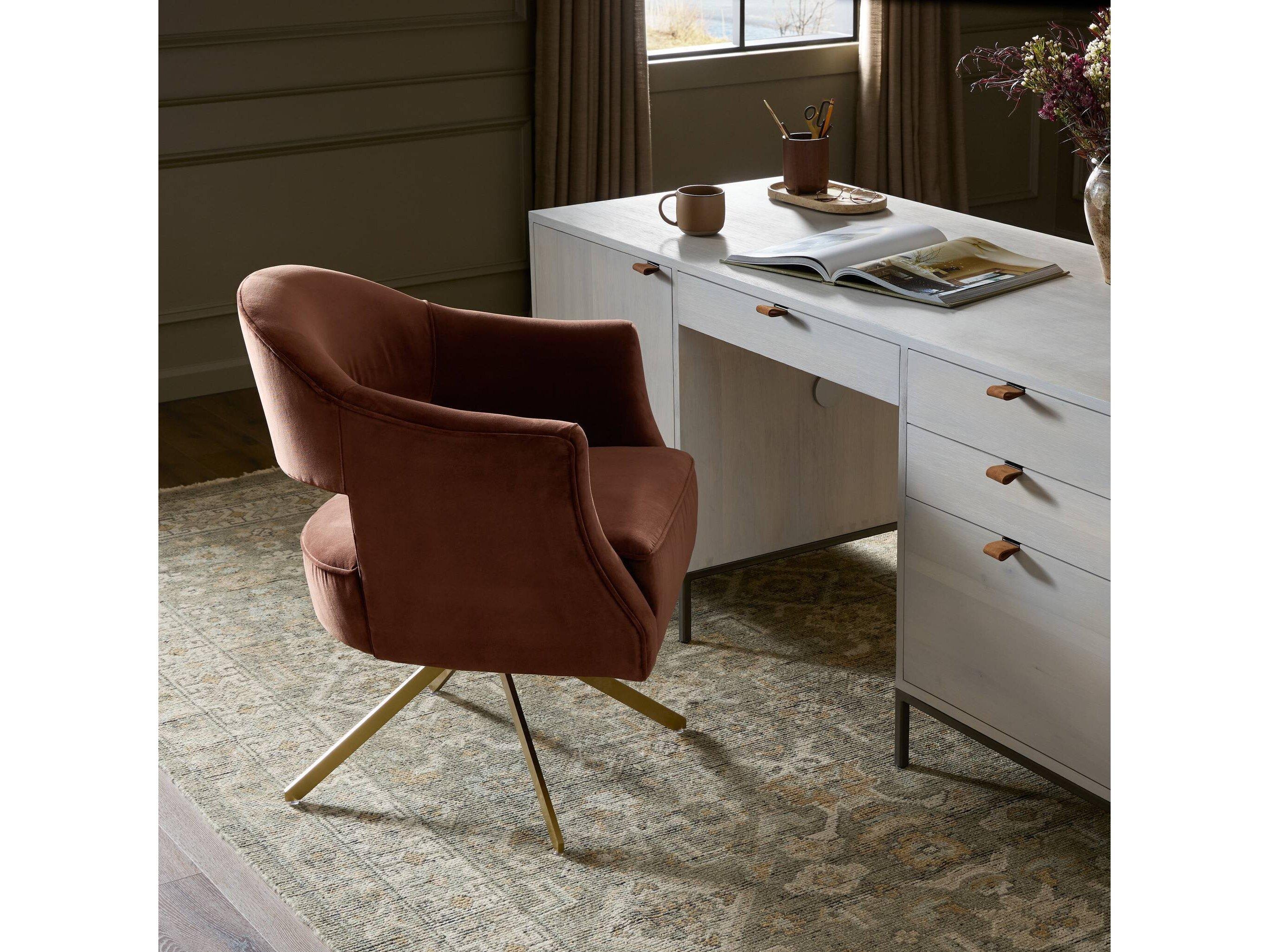 Four Hands Grayson Brown Upholstered Swivel Office Chair