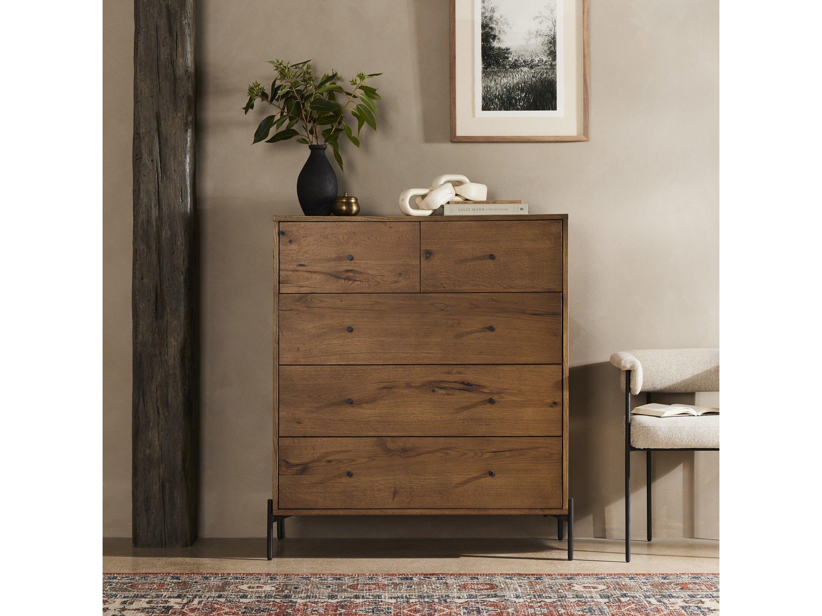 Four Hands Haiden Eaton Amber Oak Resin 5 Drawer Dresser