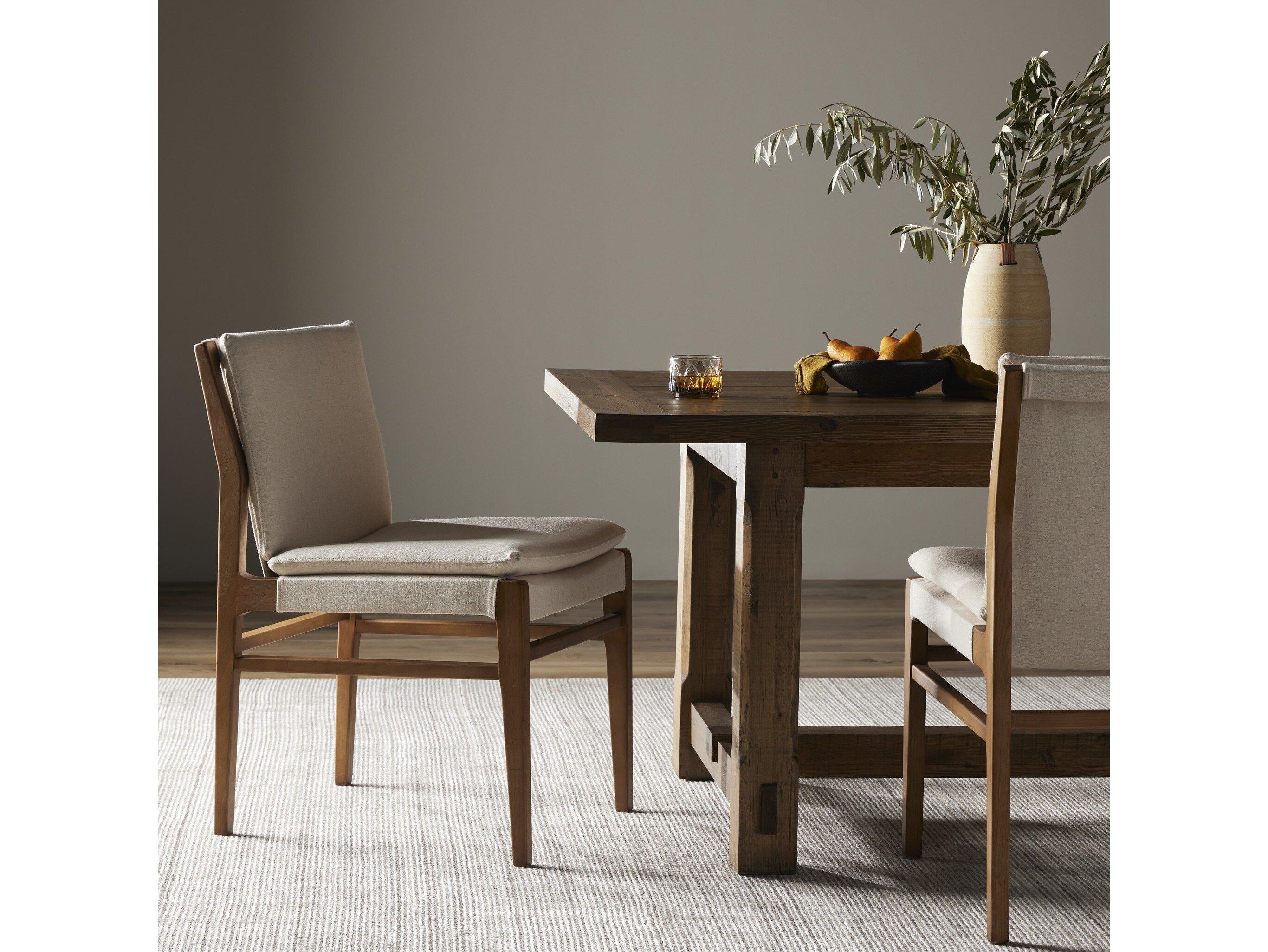 Four Hands Ashford Aya Solid Wood Beige Upholstered Side Dining Chair