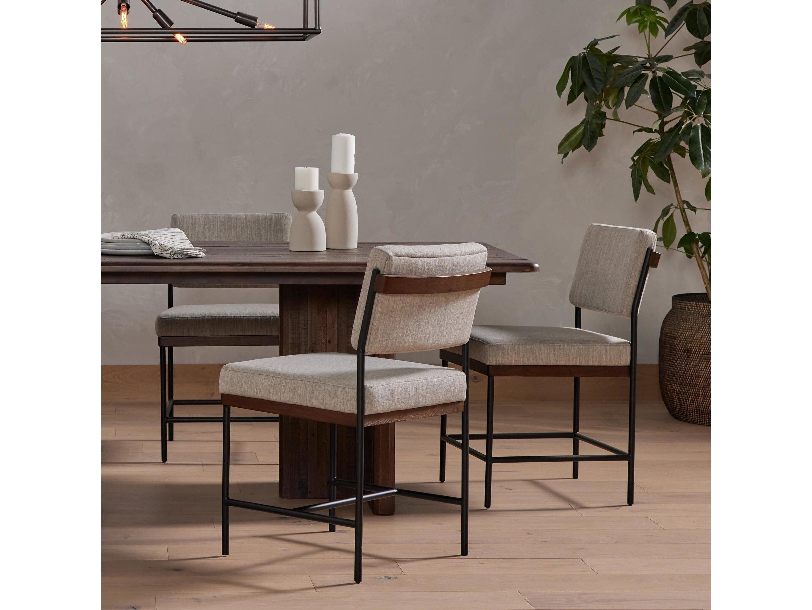 Four Hands Ashford Benton Solid Wood Gray Upholstered Side Dining Chair