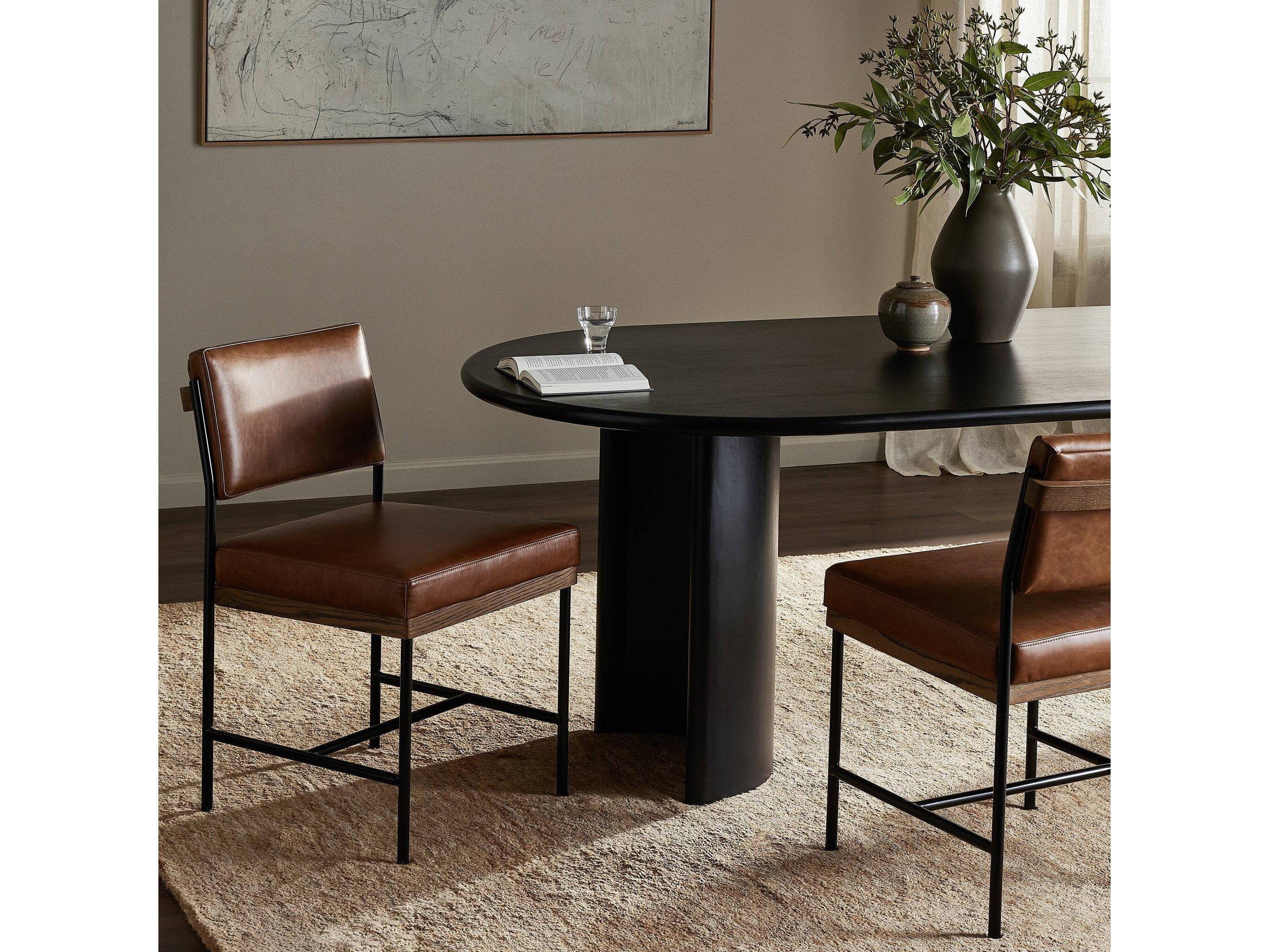 Four Hands Ashford Benton Sonoma Chestnut Leather Dining Chair