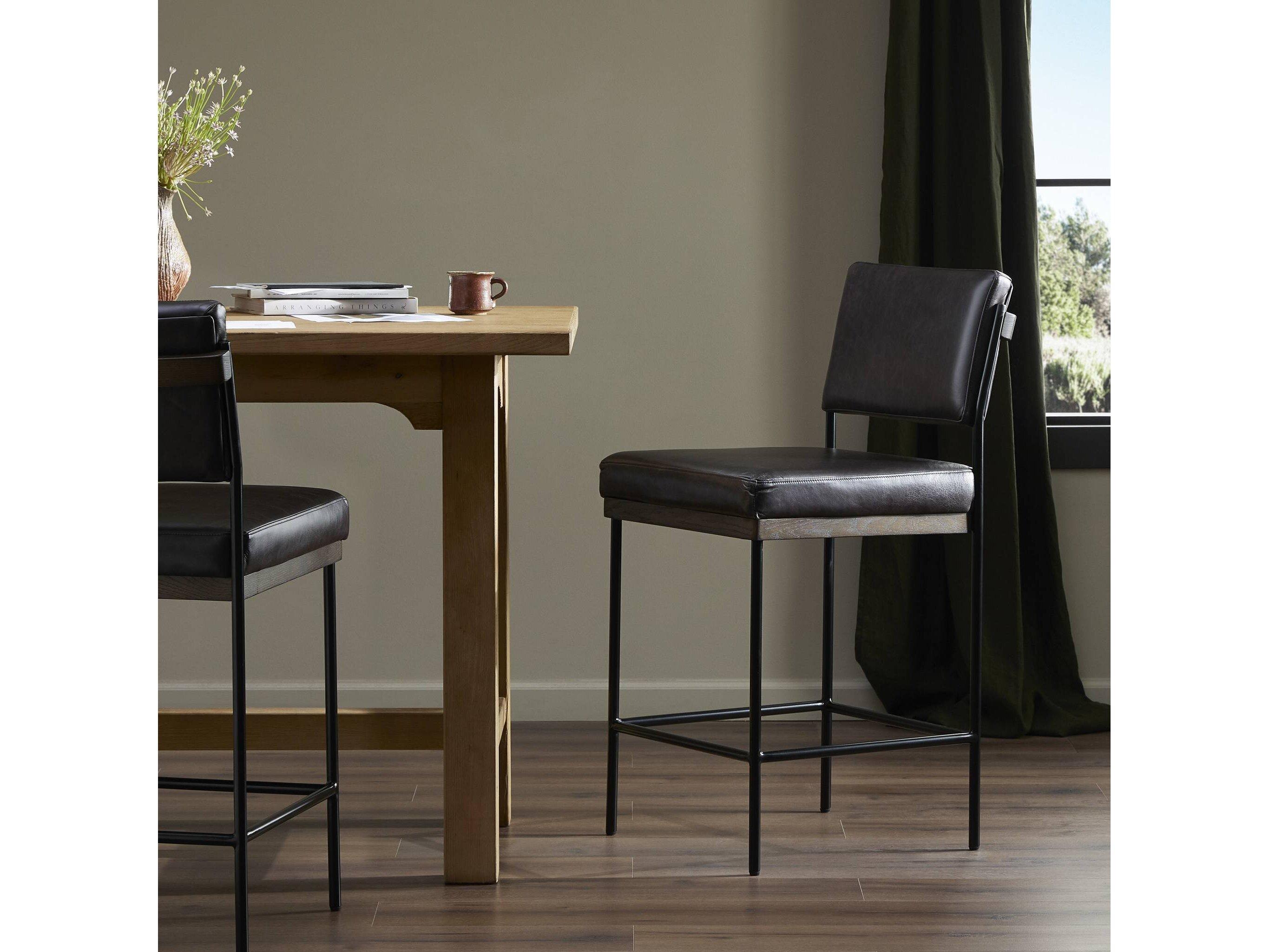 Four Hands Ashford Benton Sonoma Black Bar Stool