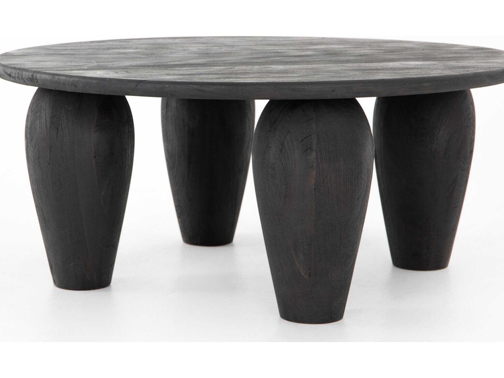 Four Hands Maya Maricopa Round Wood Dark Totem Coffee Table