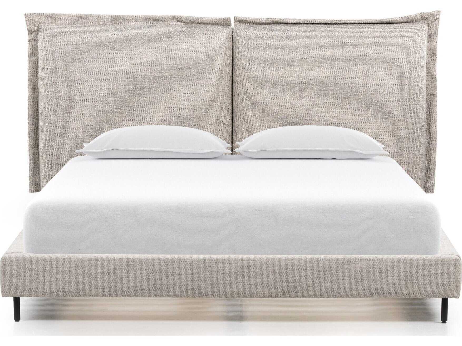 Four Hands Easton Inwood Merino Porcelain Gunmetal Gray Upholstered King Platform Bed