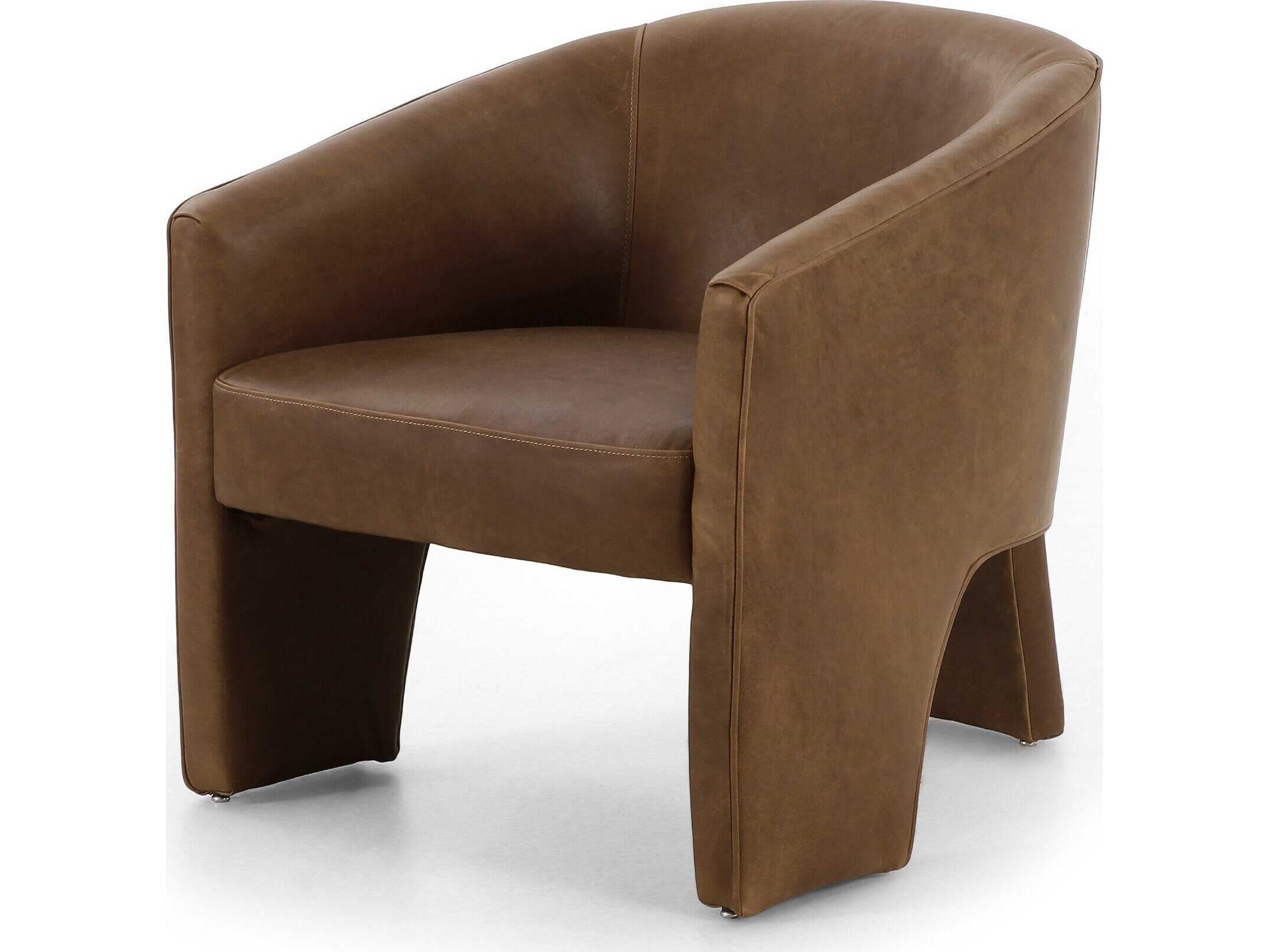 Four Hands Grayson Fae Brown Leather Accent Chair
