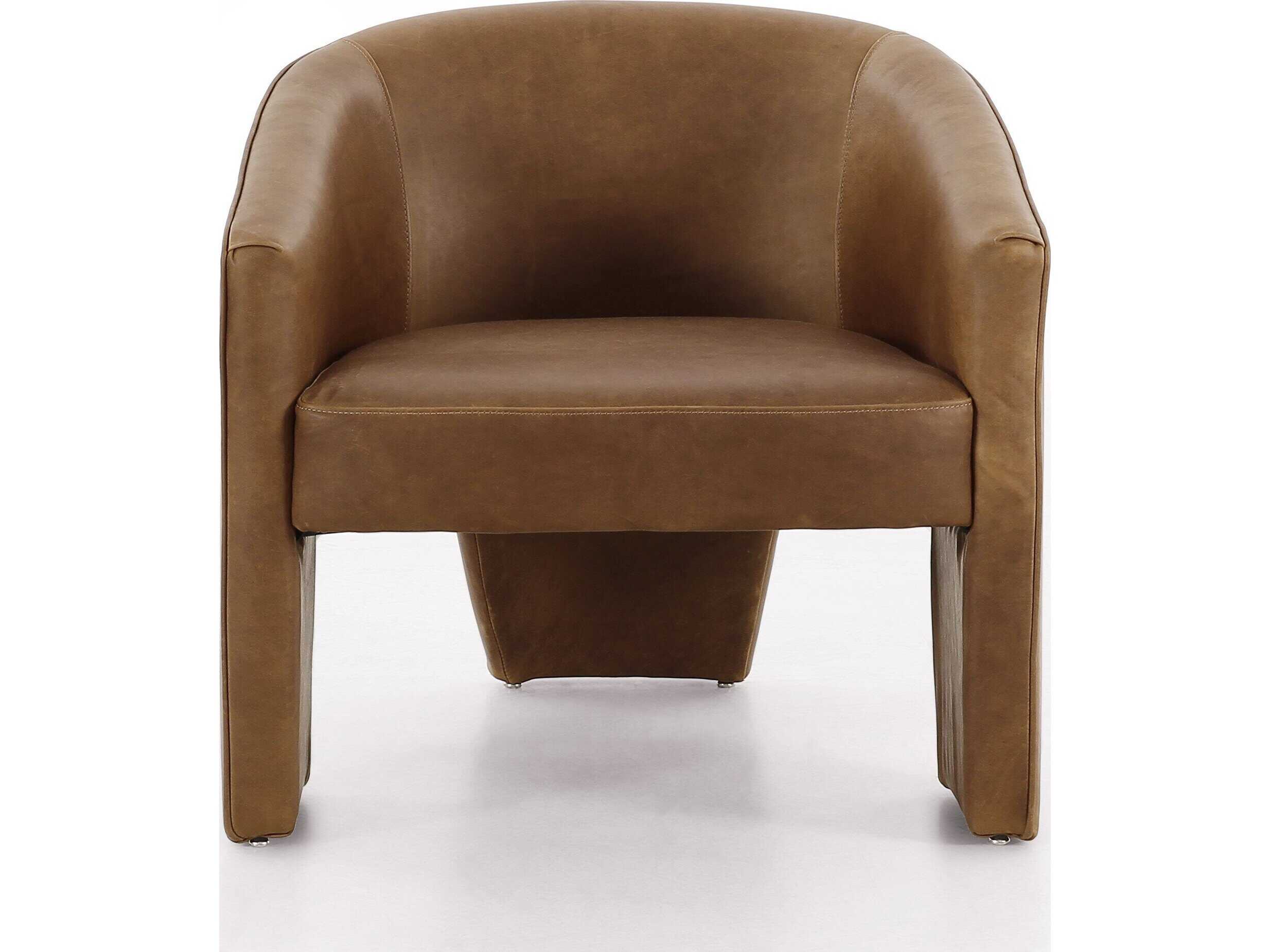 Four Hands Grayson Fae Brown Leather Accent Chair