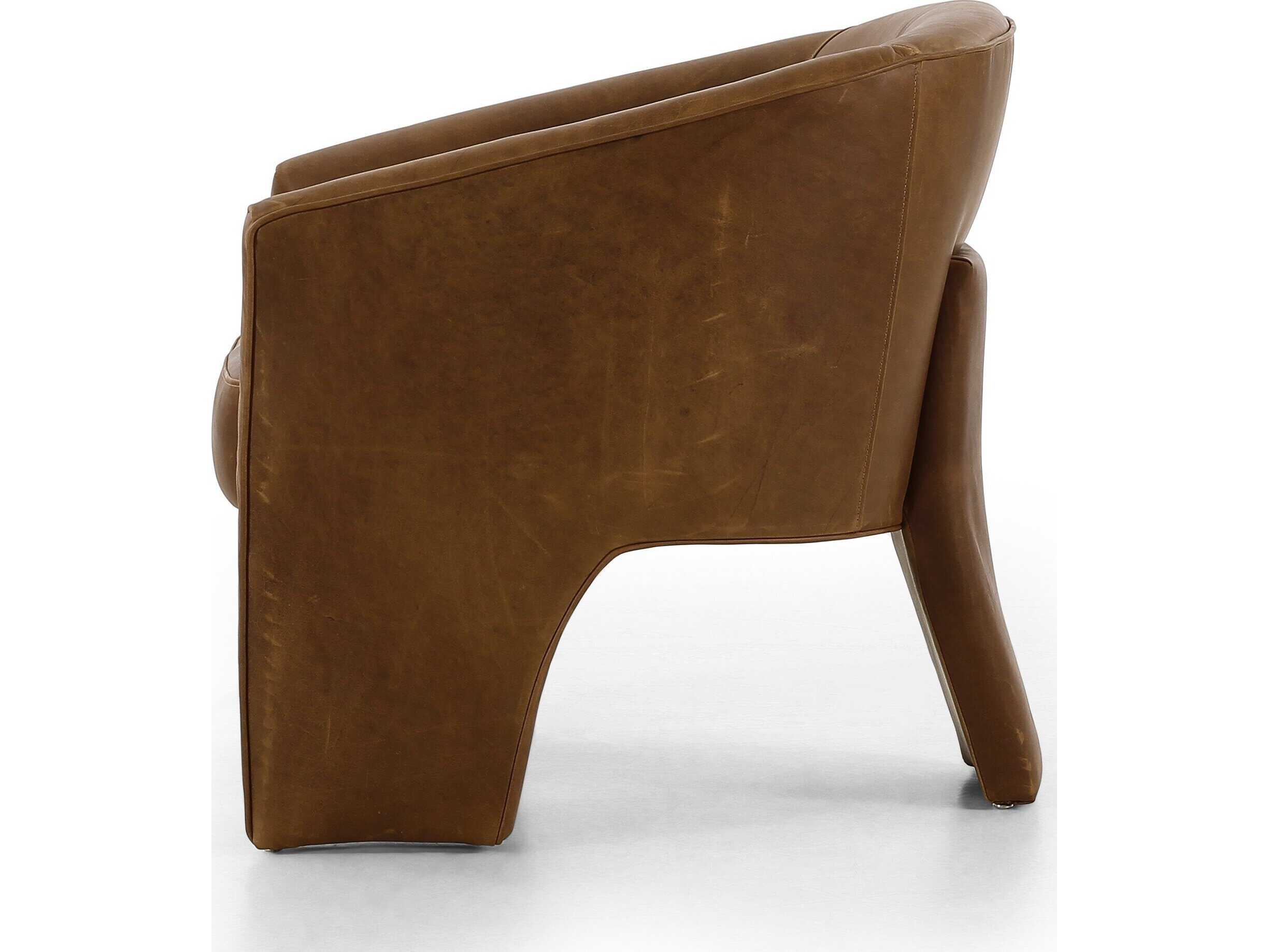 Four Hands Grayson Fae Brown Leather Accent Chair