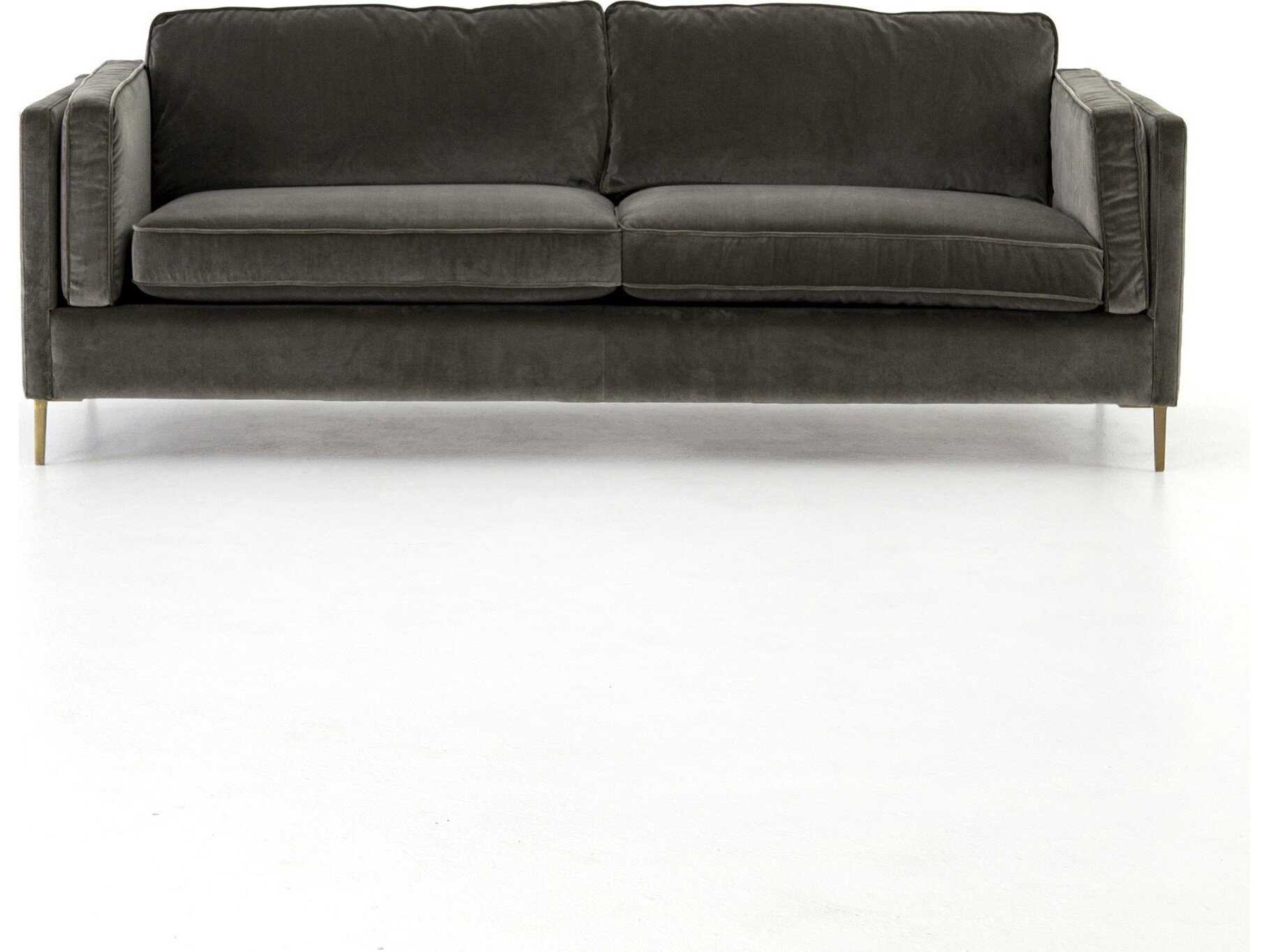 Four Hands Norwood Emery Sapphire Birch Antique Brass Gray Upholstered Sofa