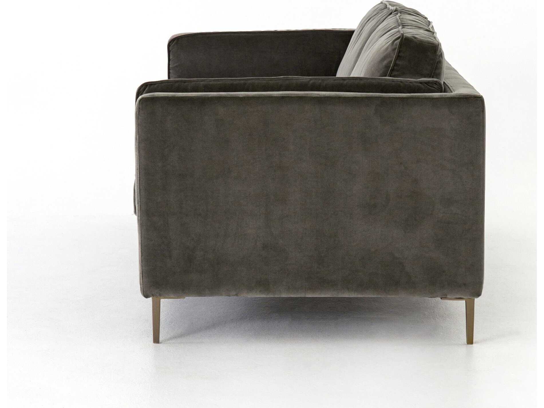 Four Hands Norwood Emery Sapphire Birch Antique Brass Gray Upholstered Sofa