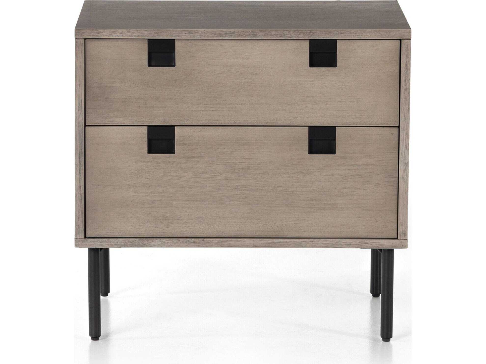 Four Hands Patten Carly 2-Drawers Gray Acacia Wood Nightstand