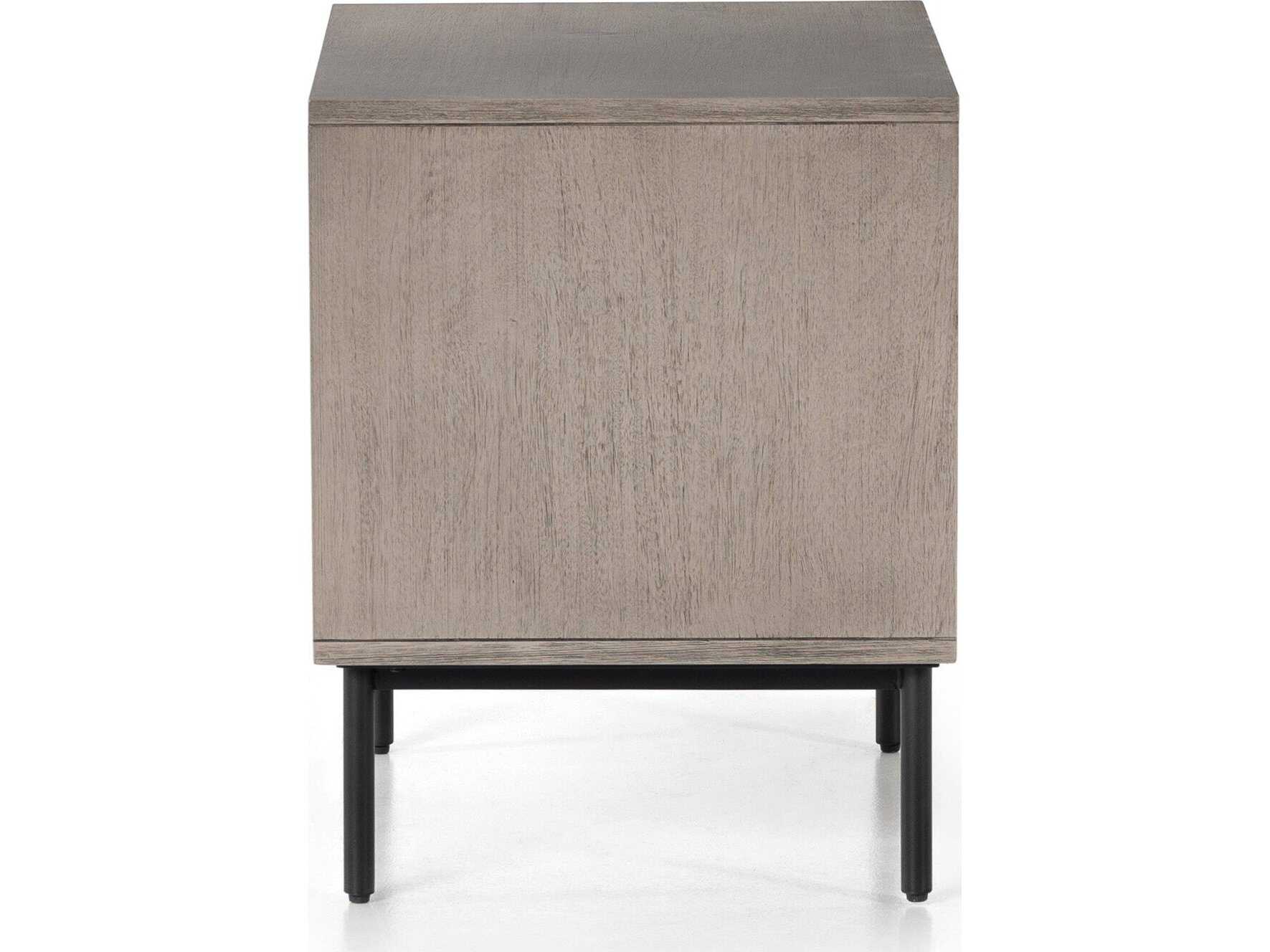Four Hands Patten Carly 2-Drawers Gray Acacia Wood Nightstand