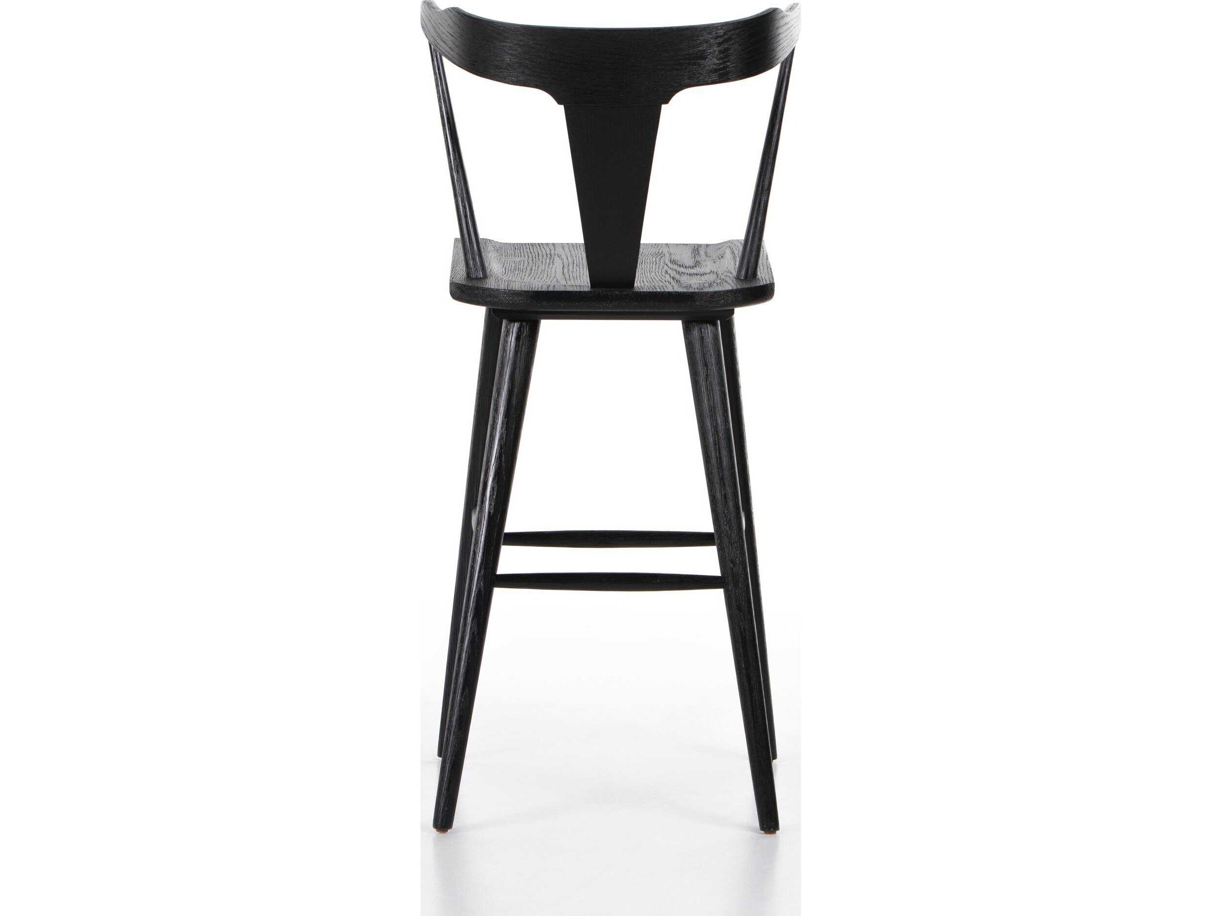 Four Hands Garth Ripley Bar Stool Black Oak  Wood Bar Stool