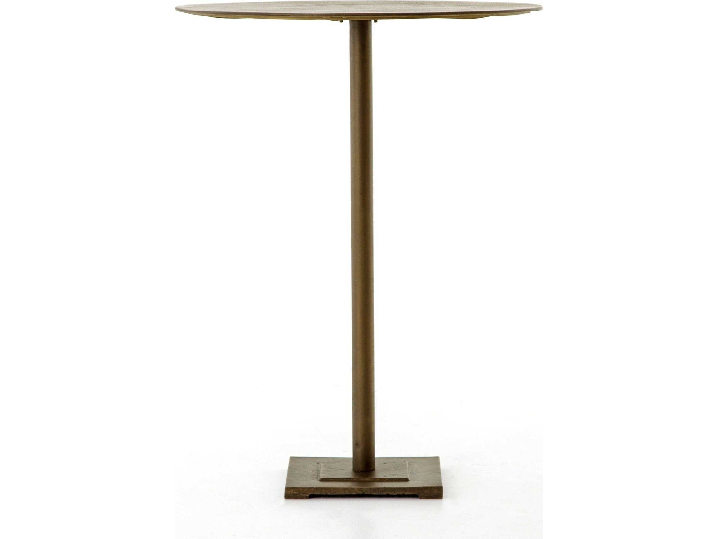 Four Hands Element Aged Brass Acid Etched Round Metal Bar Table