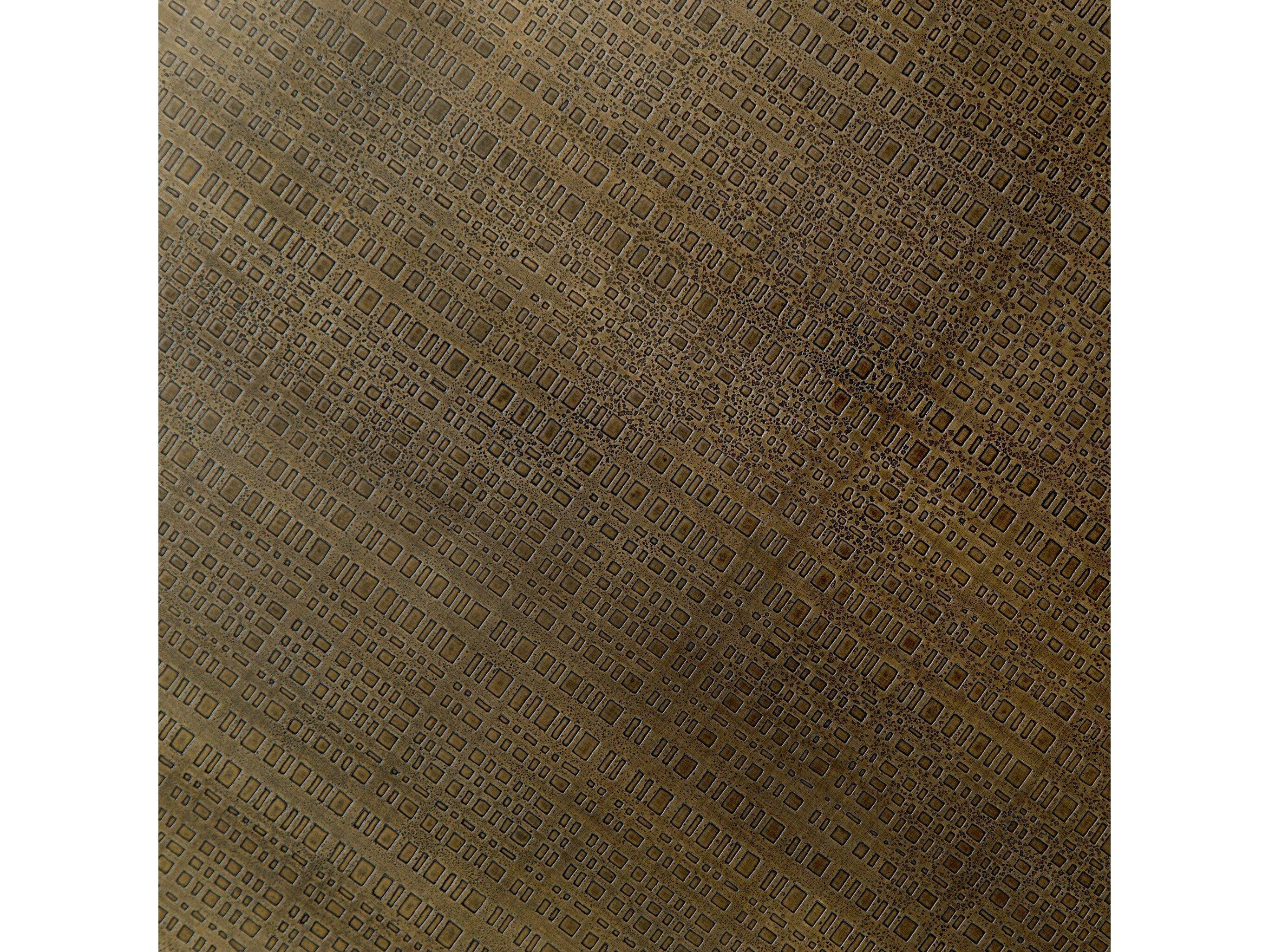 Four Hands Element Aged Brass Acid Etched Round Metal Bar Table