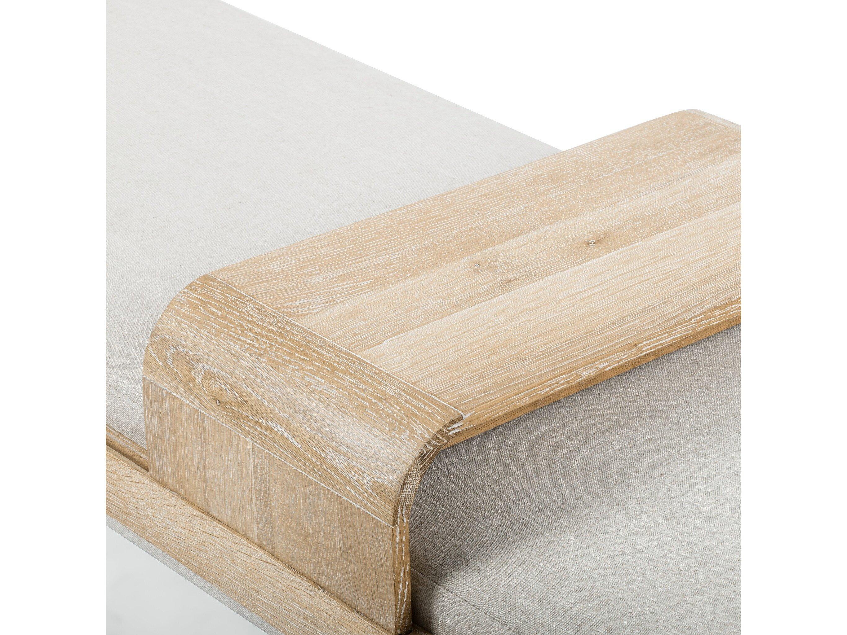 Four Hands Townsend Savoy Parchment Vintage White Wash Oak Beige Upholstered Accent Bench