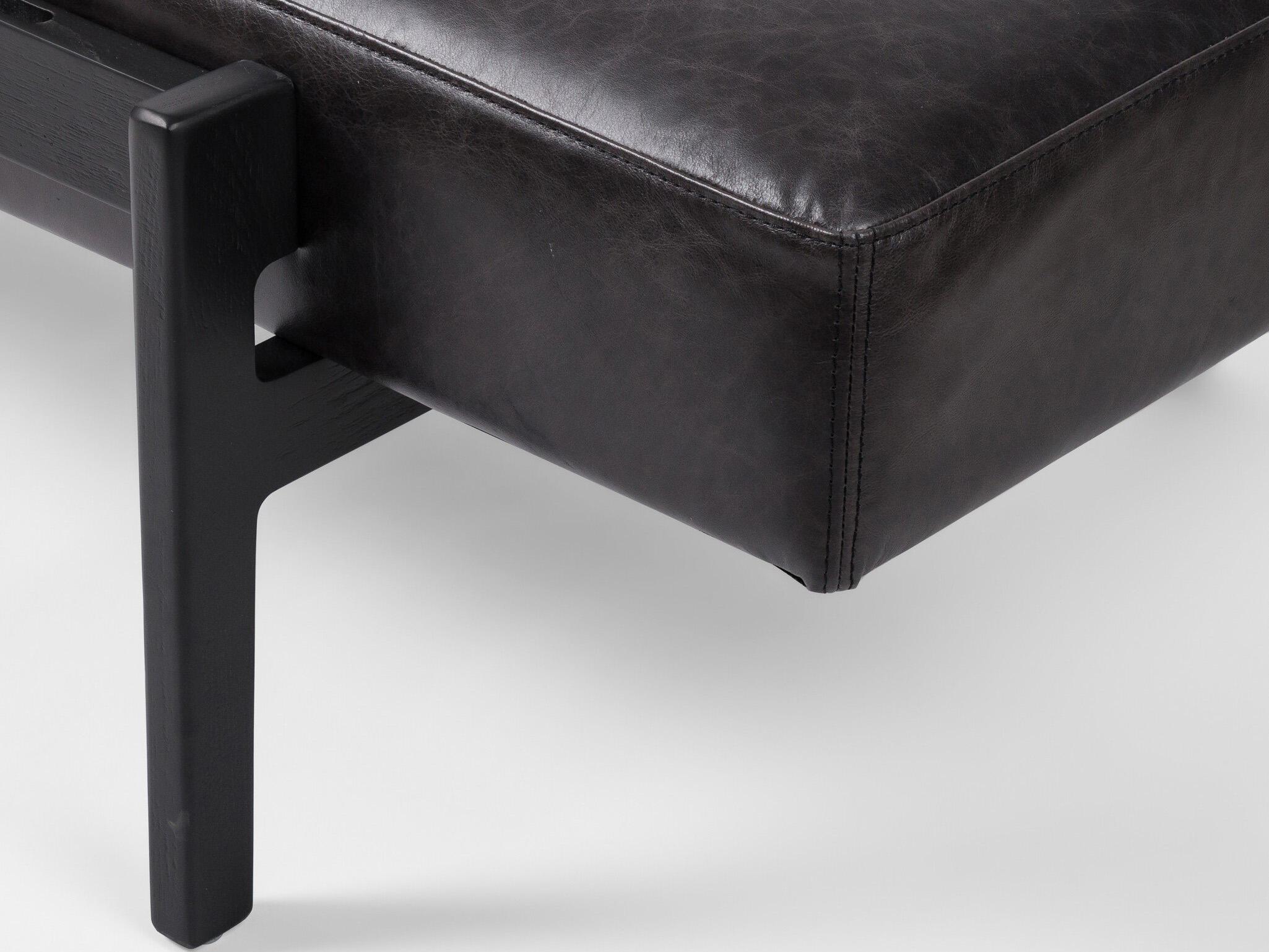 Four Hands Townsend Sonoma Black Brushed Ebony Leather Accent Bench