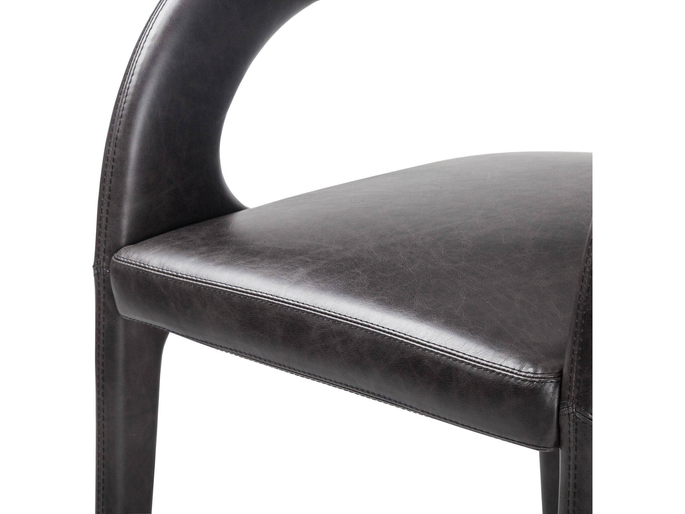 Four Hands Townsend Hawkins Leather Black Upholstered Arm Dining Chair