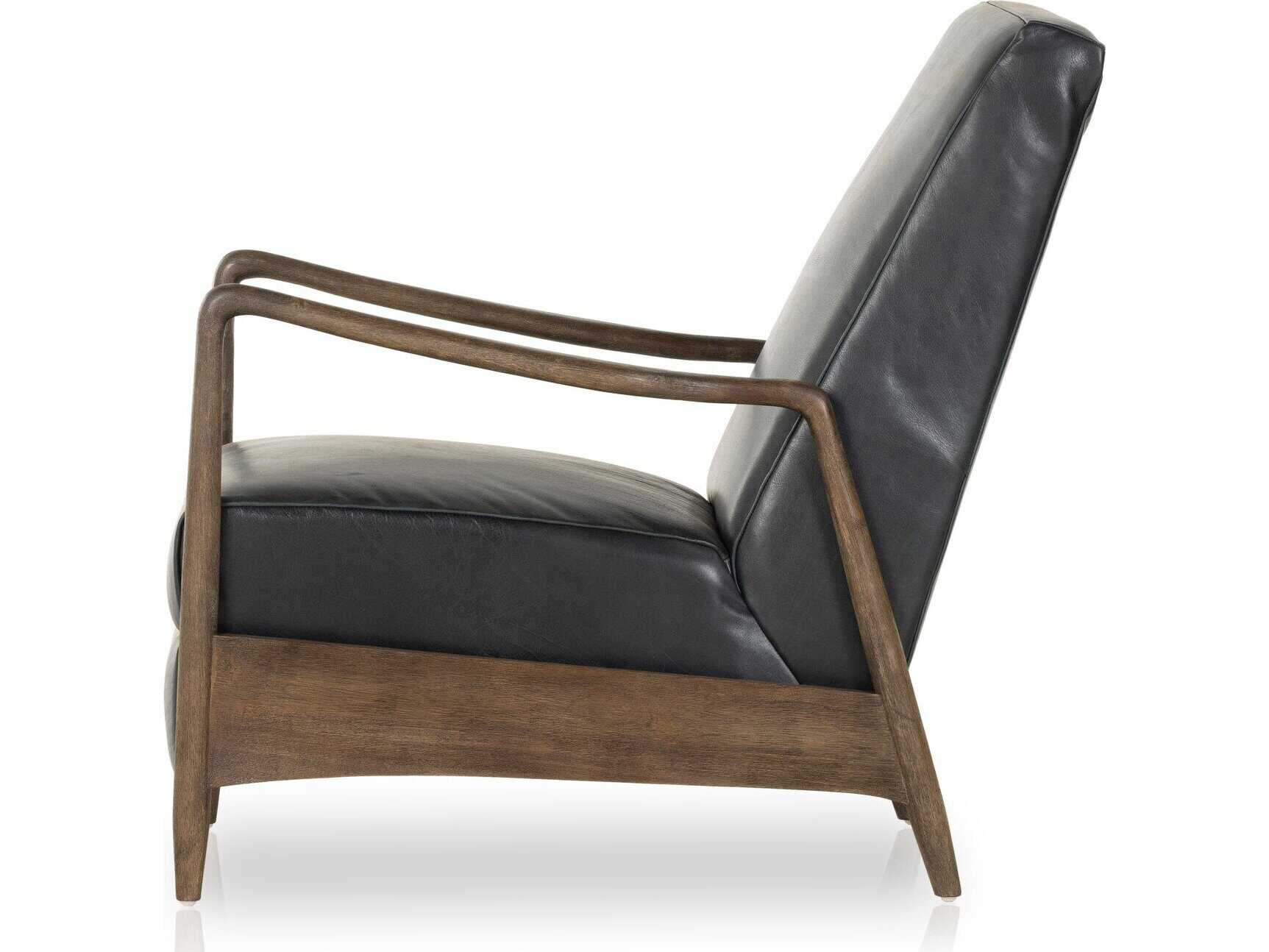 Four Hands Kensington Braden Black Leather Accent Chair