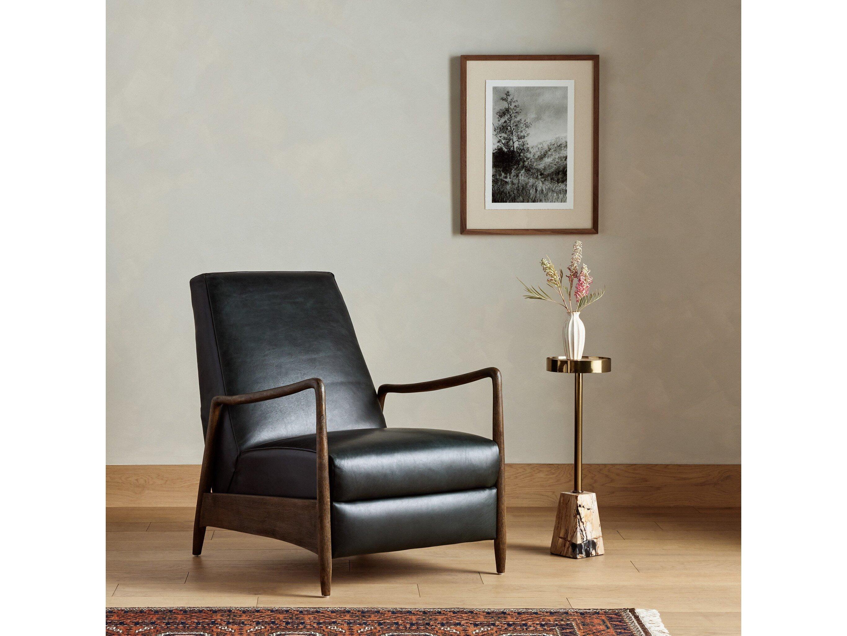 Four Hands Kensington Braden Black Leather Accent Chair