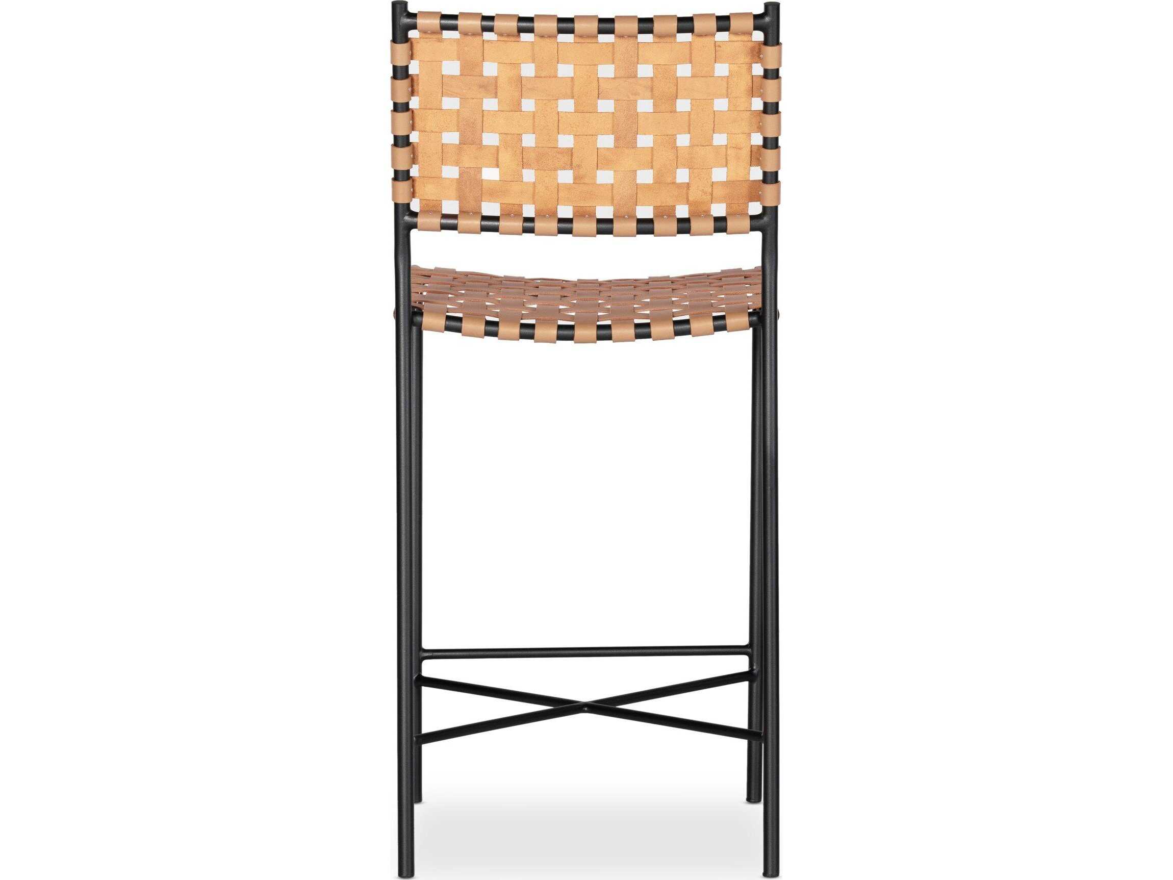 Four Hands Sevilla Garza Leather Natural Gunmetal Counter Stool