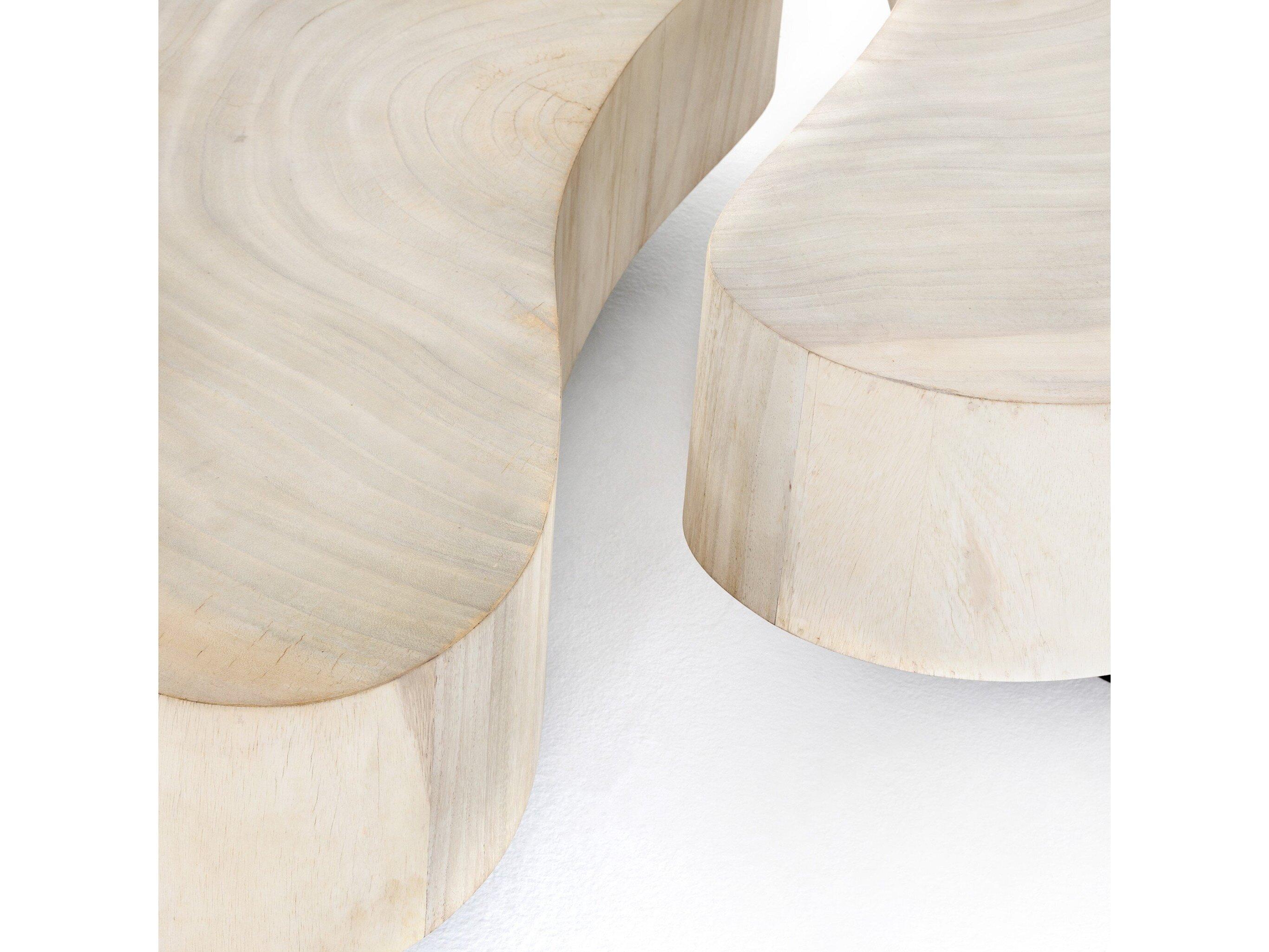 Four Hands Wesson Avett Wood Gunmetal Bleached Guanacaste Oyster Coffee Table