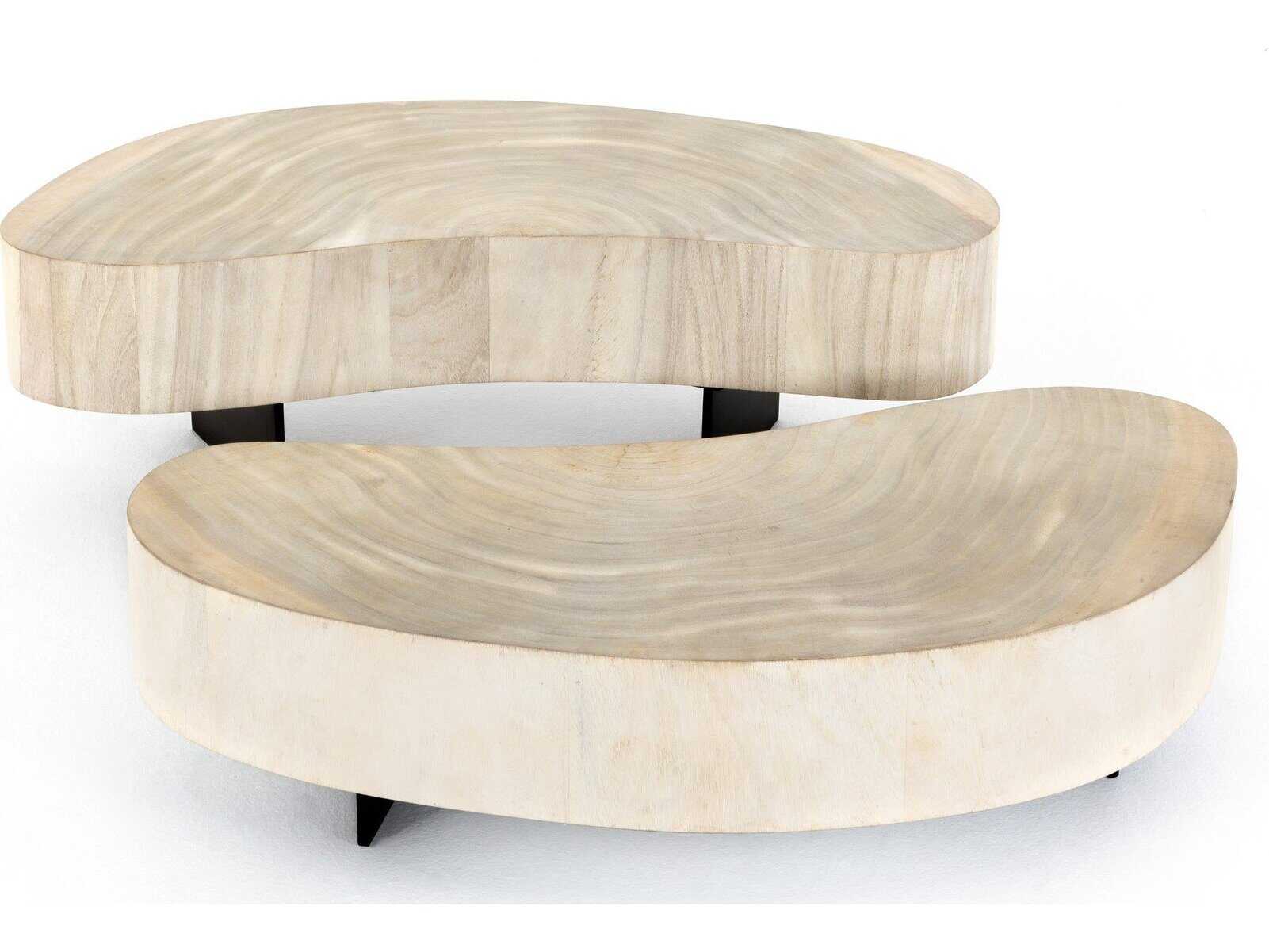 Four Hands Wesson Avett Wood Gunmetal Bleached Guanacaste Oyster Coffee Table