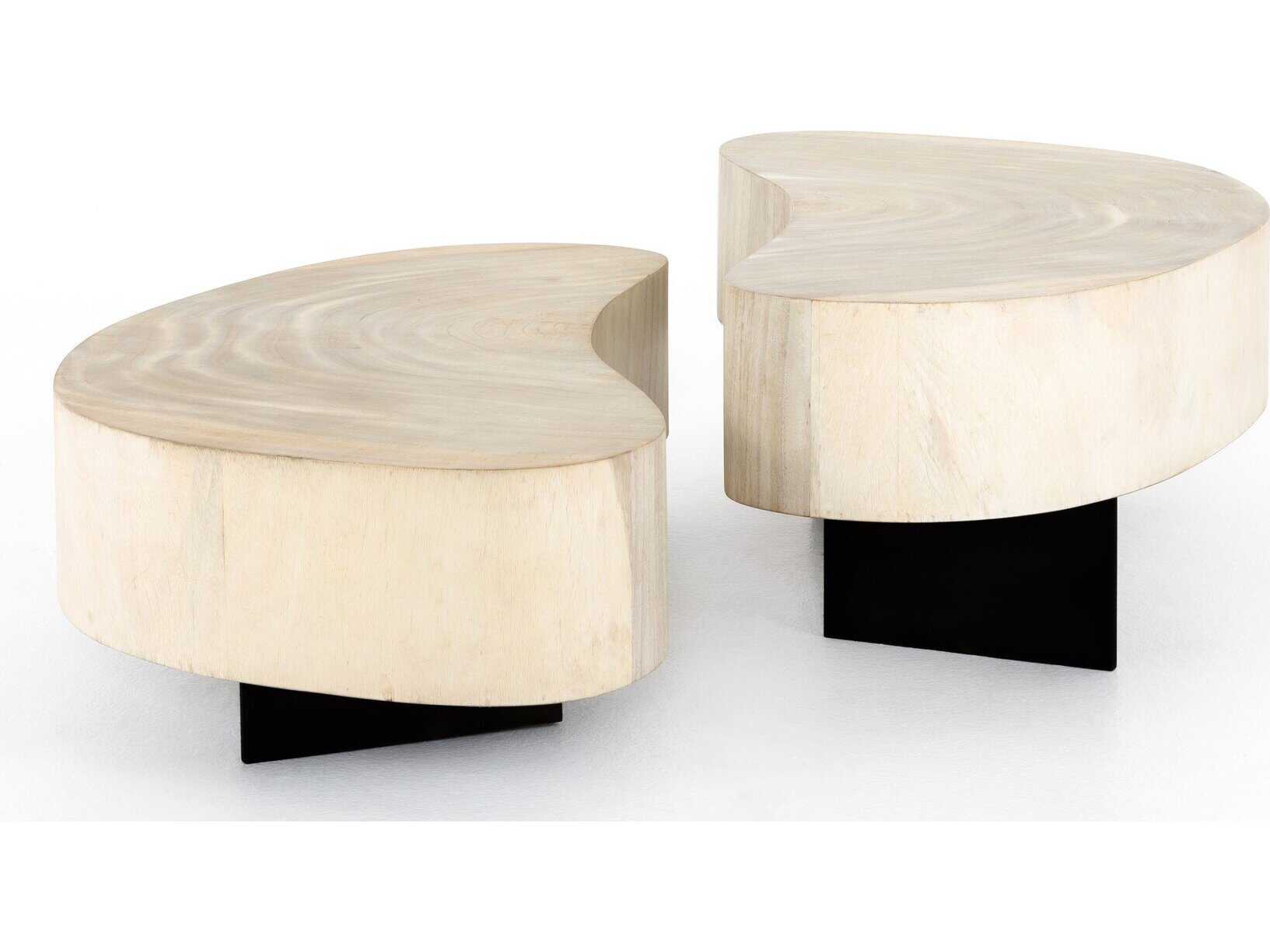 Four Hands Wesson Avett Wood Gunmetal Bleached Guanacaste Oyster Coffee Table