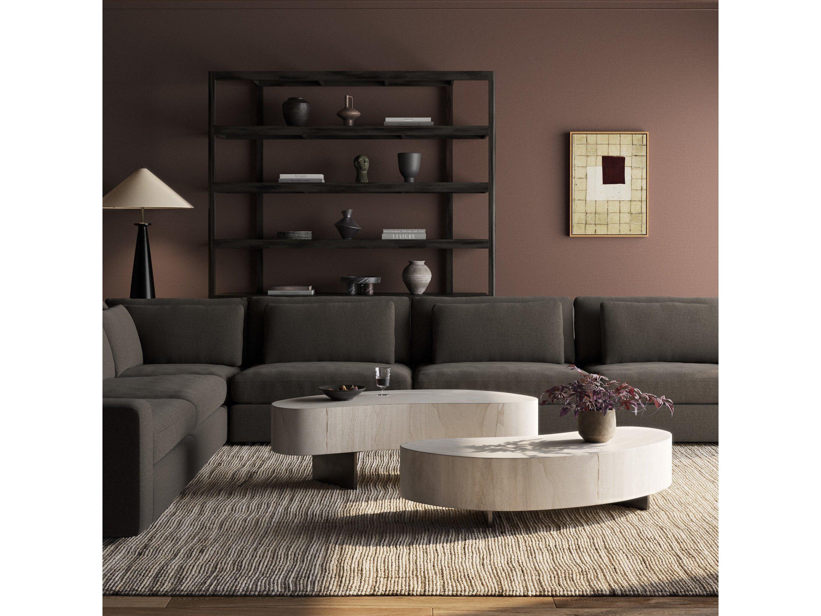 Four Hands Wesson Avett Wood Gunmetal Bleached Guanacaste Oyster Coffee Table