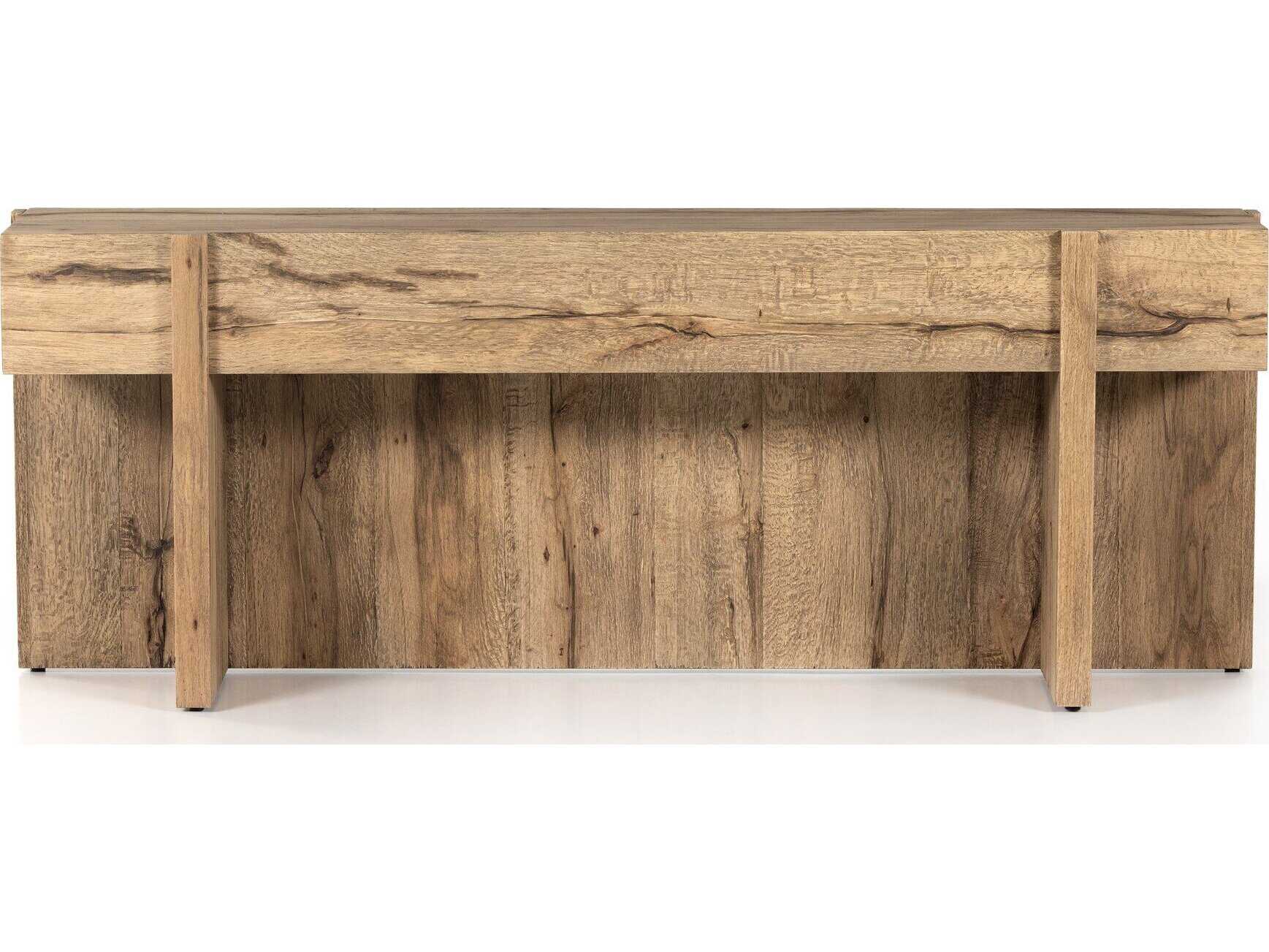Four Hands Wesson Bingham Rectangular Wood Rustic Oak Veneer Console Table