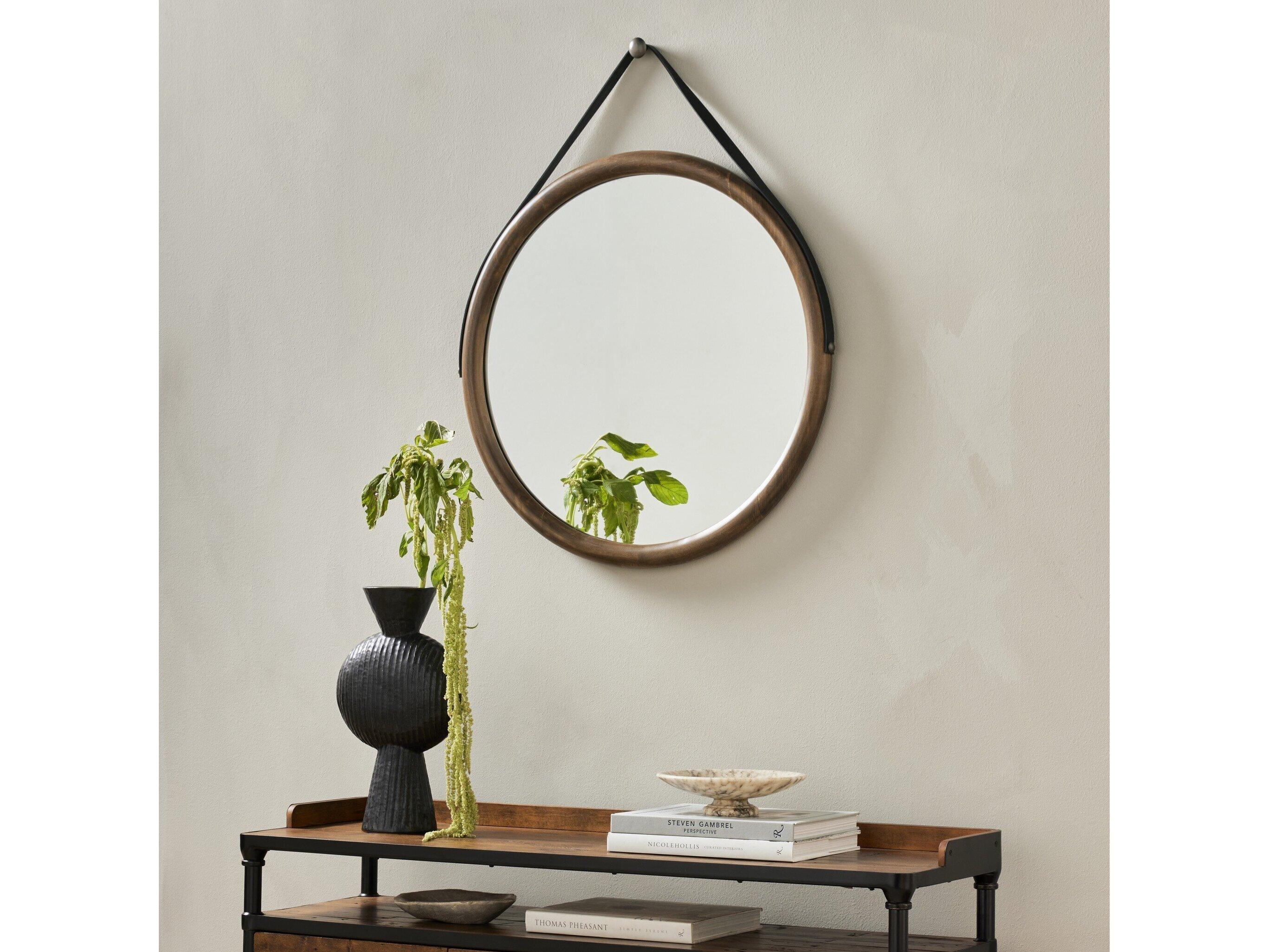 Four Hands Fulton Des Auburn Poplar Round Mirror