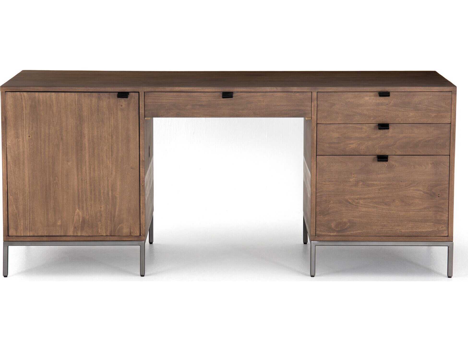 Four Hands Fulton Trey Brown Poplar Wood Executive Desk